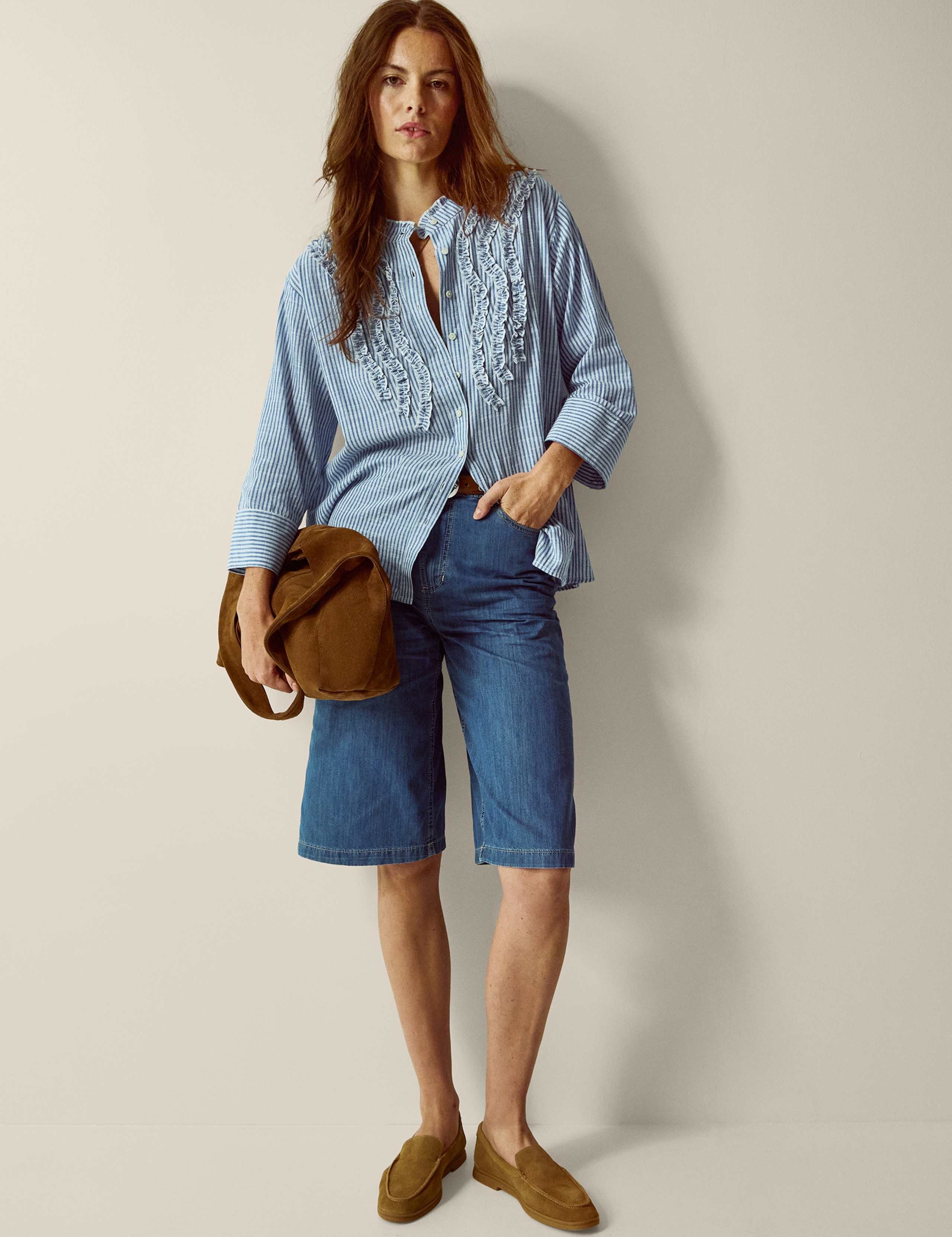 Pure Cotton Striped Ruffle Shirt 3 of 4