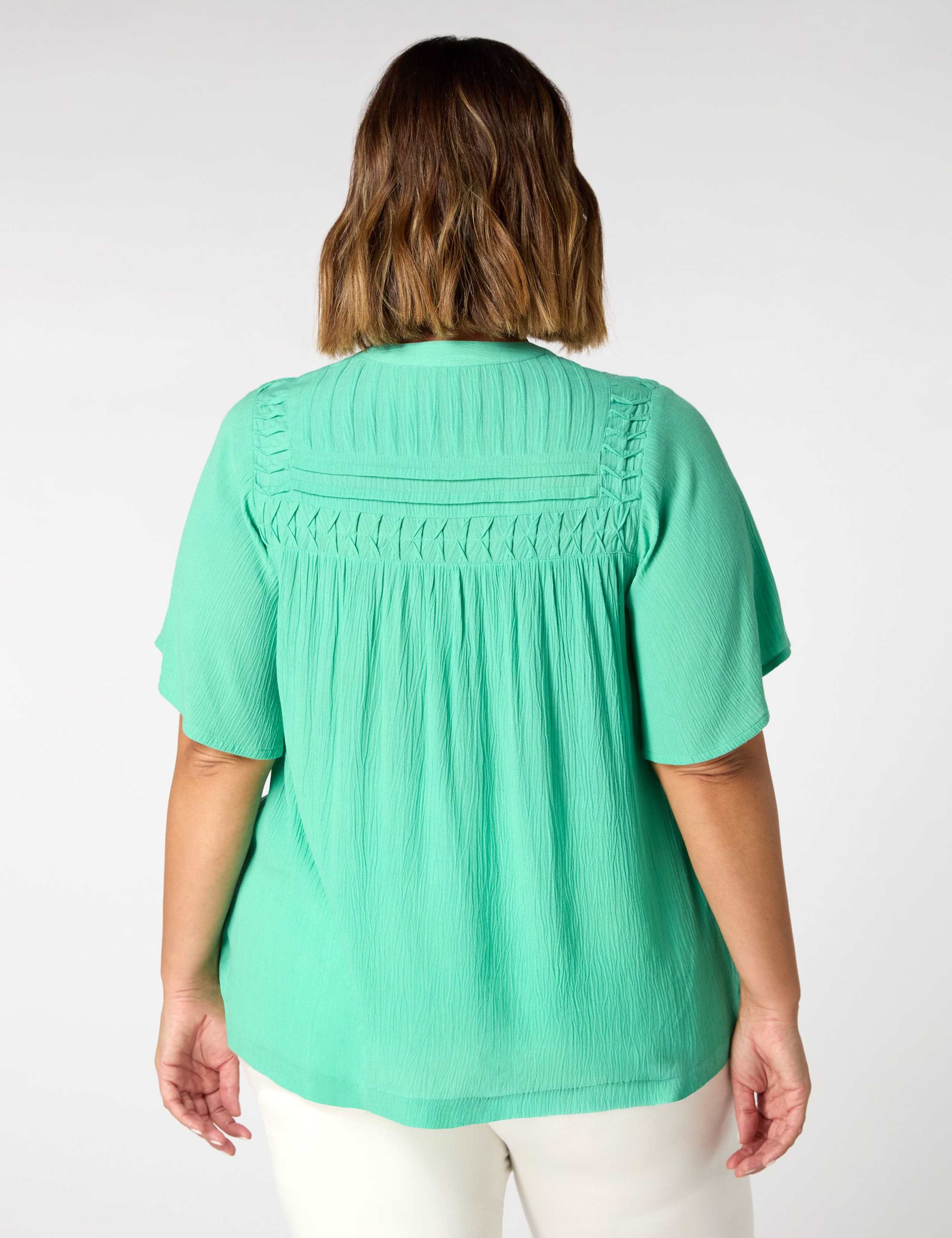 Notch Neck Smocked Top 3 of 3