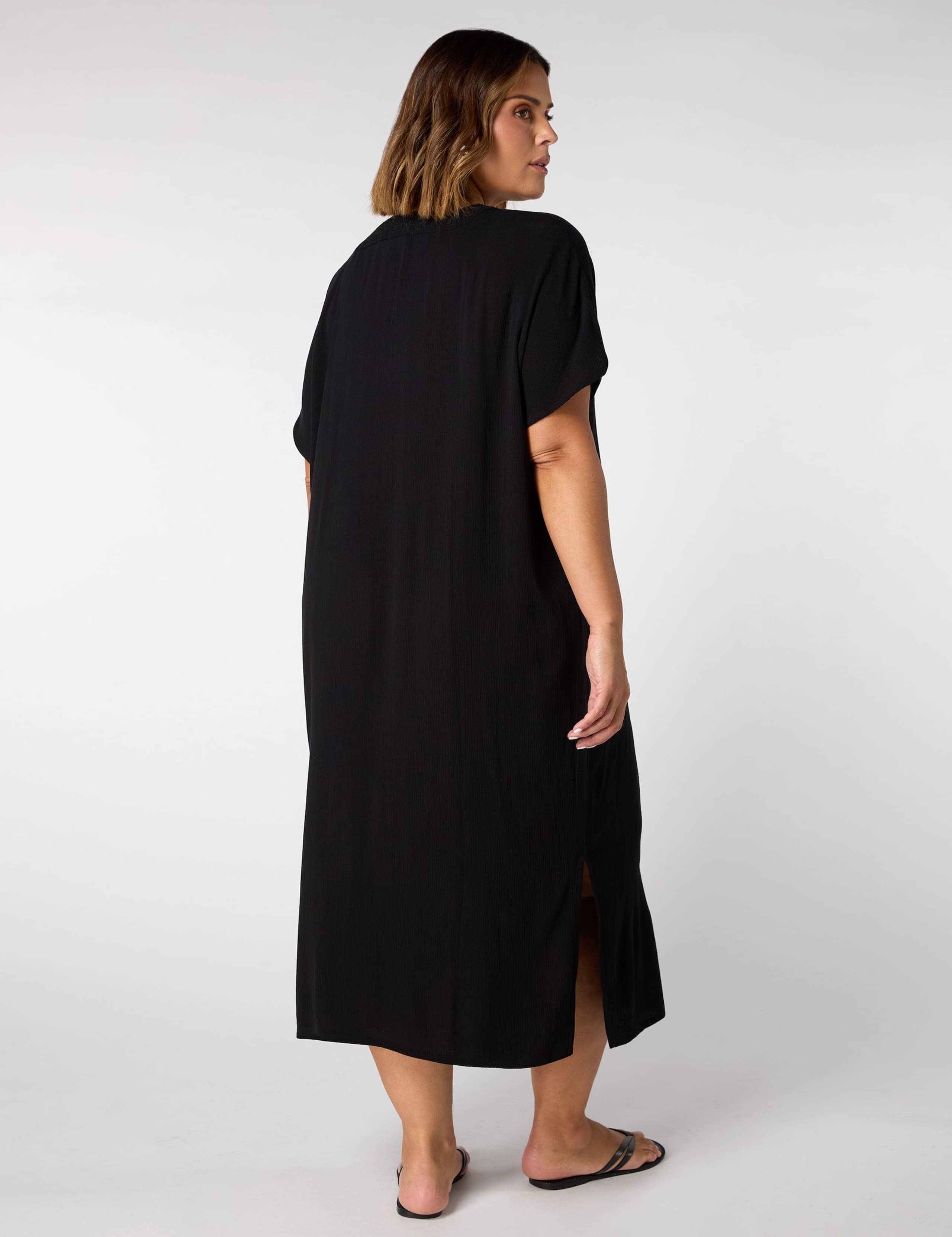 Textured V-Neck Midi Kaftan Dress 6 of 6