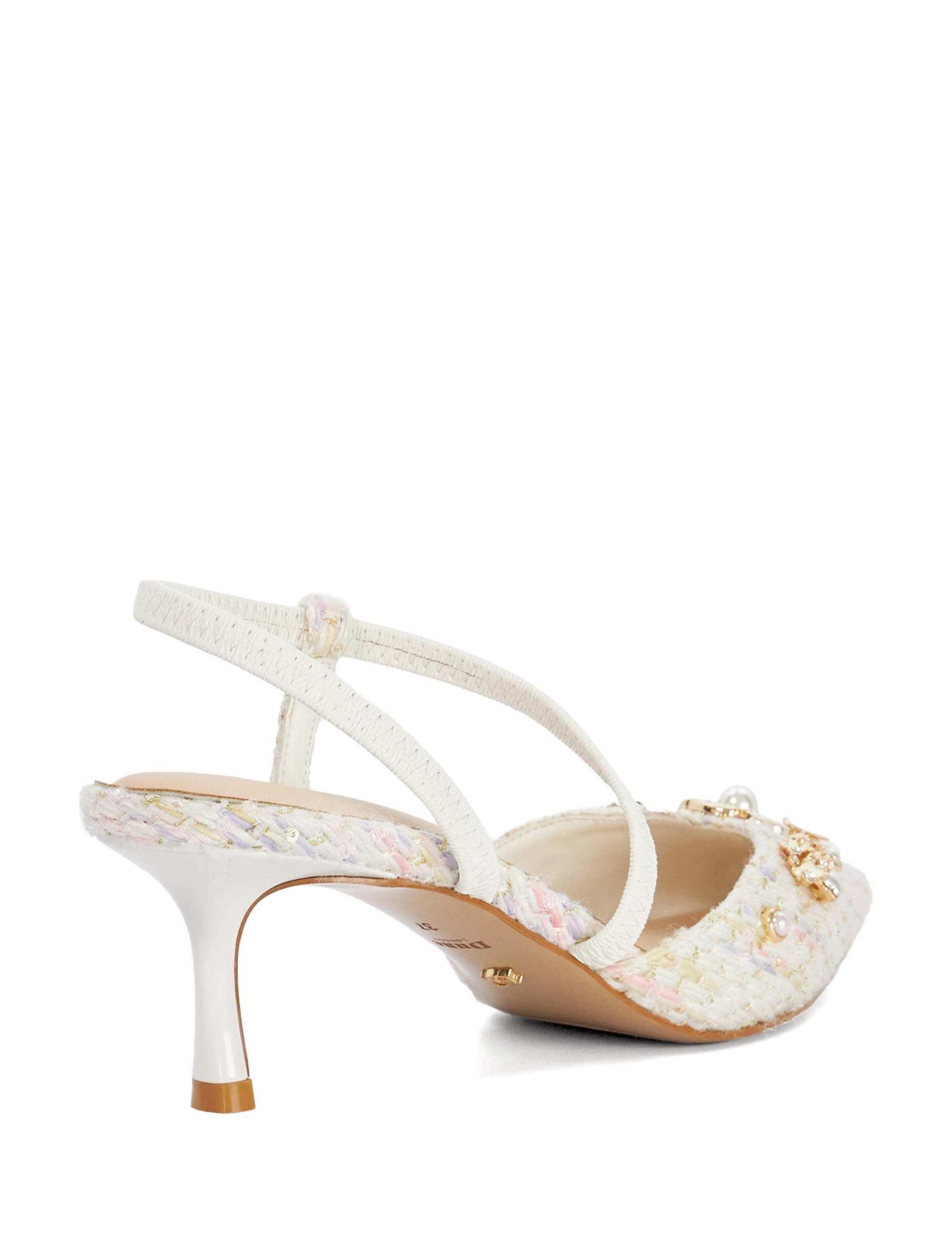 Leather Flower Boucle Slingback Stilettos 3 of 5