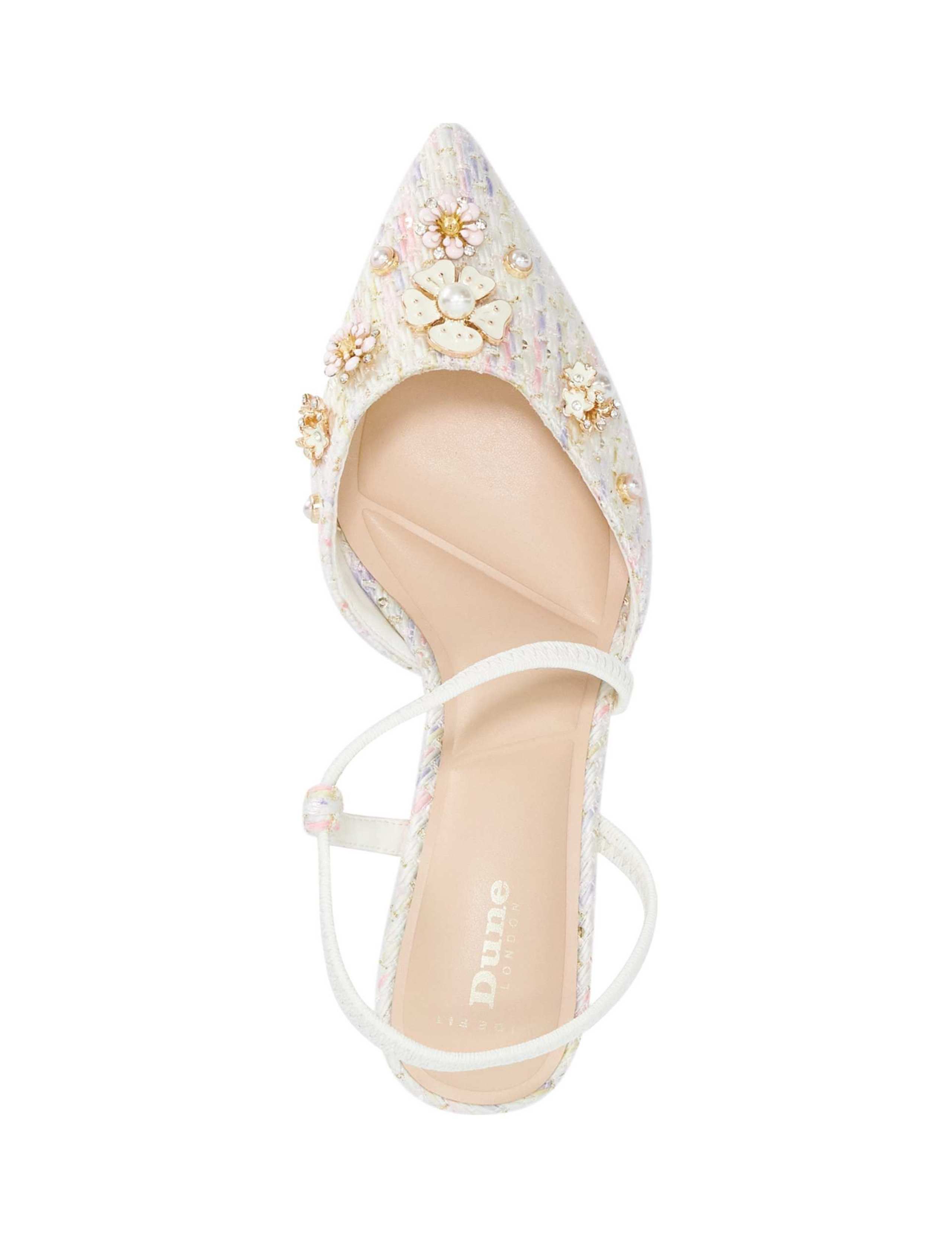 Leather Flower Boucle Slingback Stilettos 5 of 5