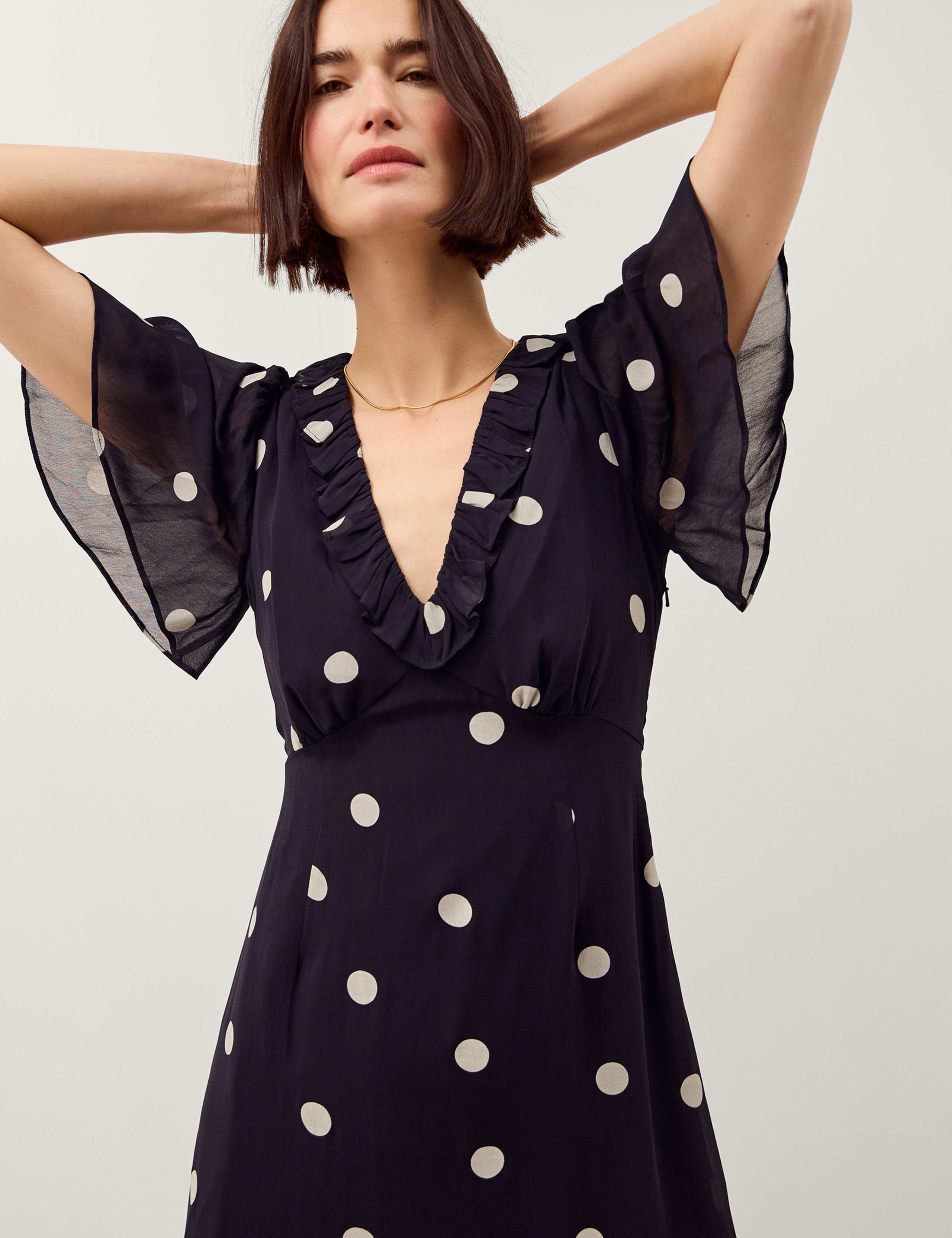 Polka Dot V-Neck Midaxi Tiered Dress 3 of 5