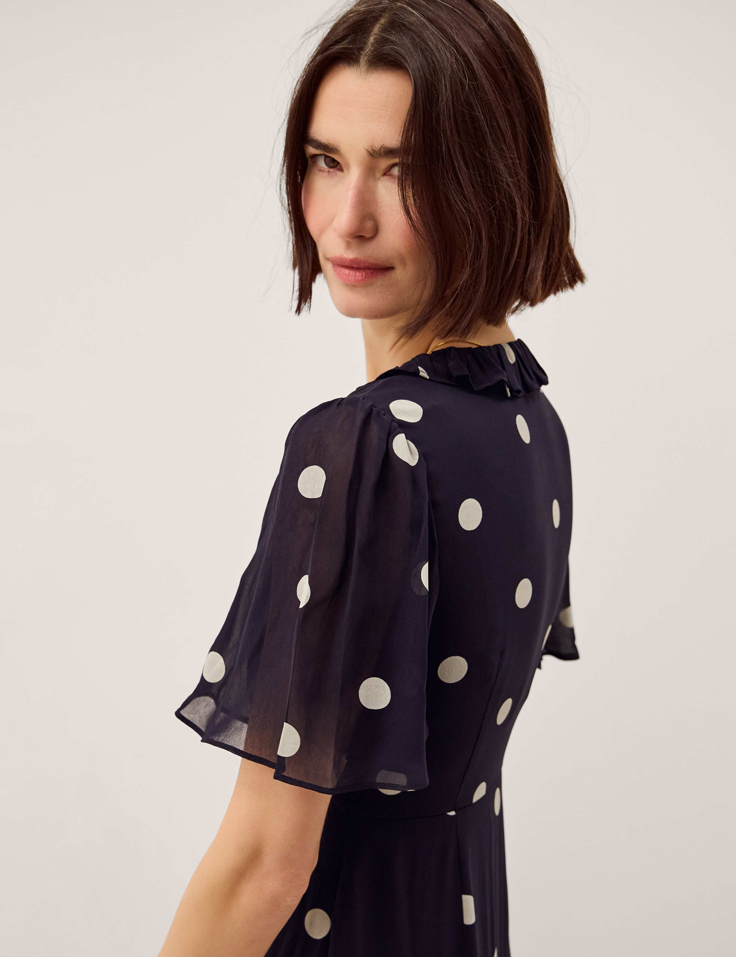 Polka Dot V-Neck Midaxi Tiered Dress 4 of 5