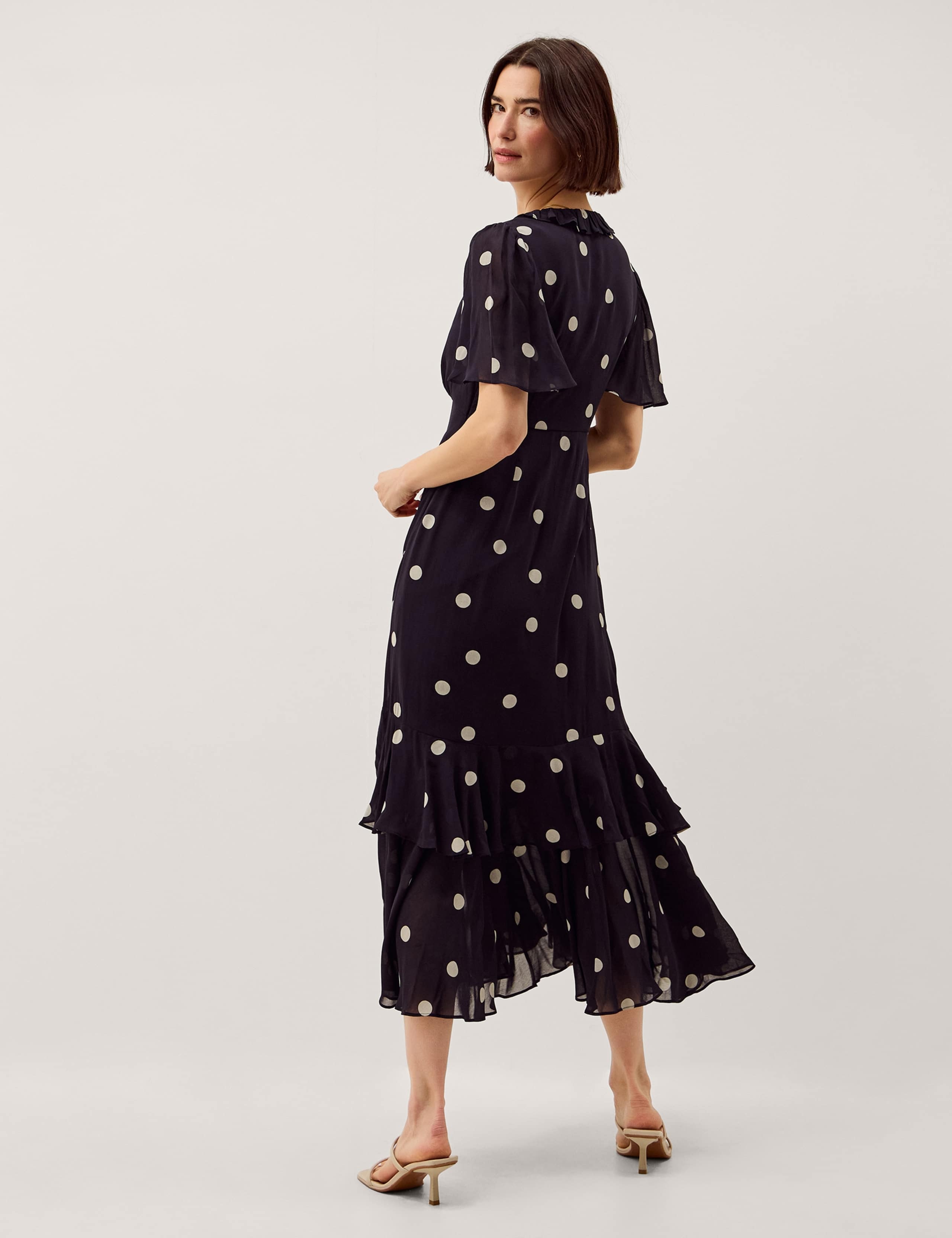 Polka Dot V-Neck Midaxi Tiered Dress 5 of 5