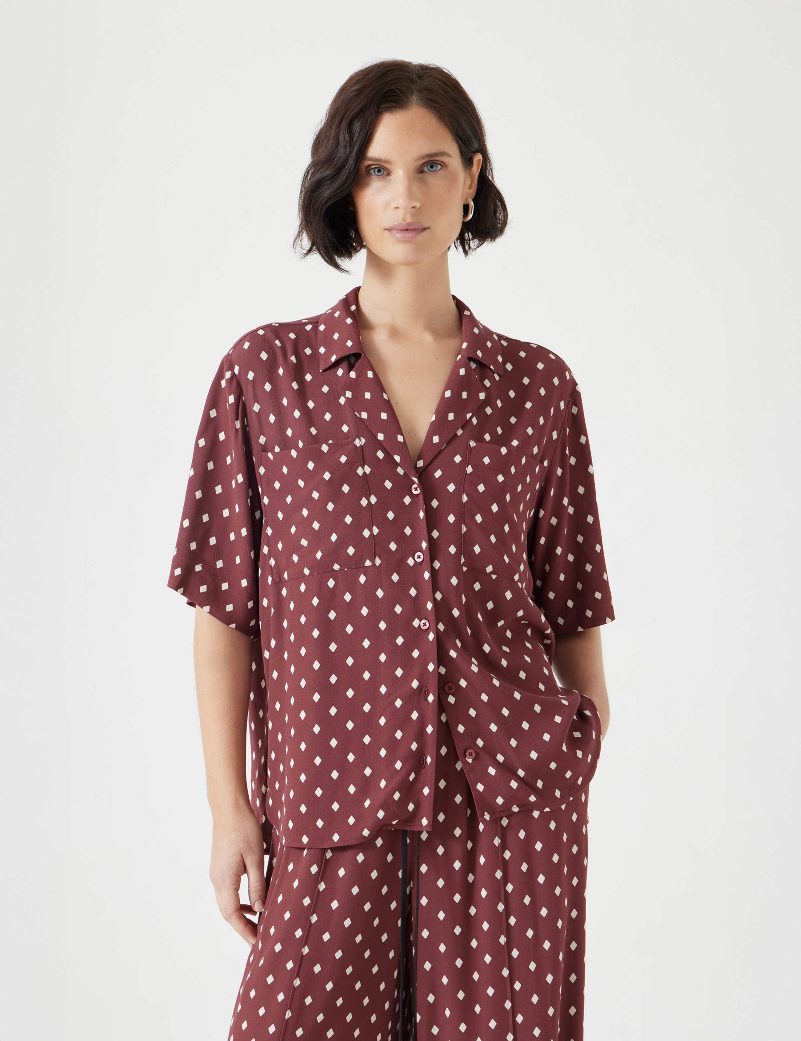 Geometric Revere Collar Relaxed Shirt 5 of 5