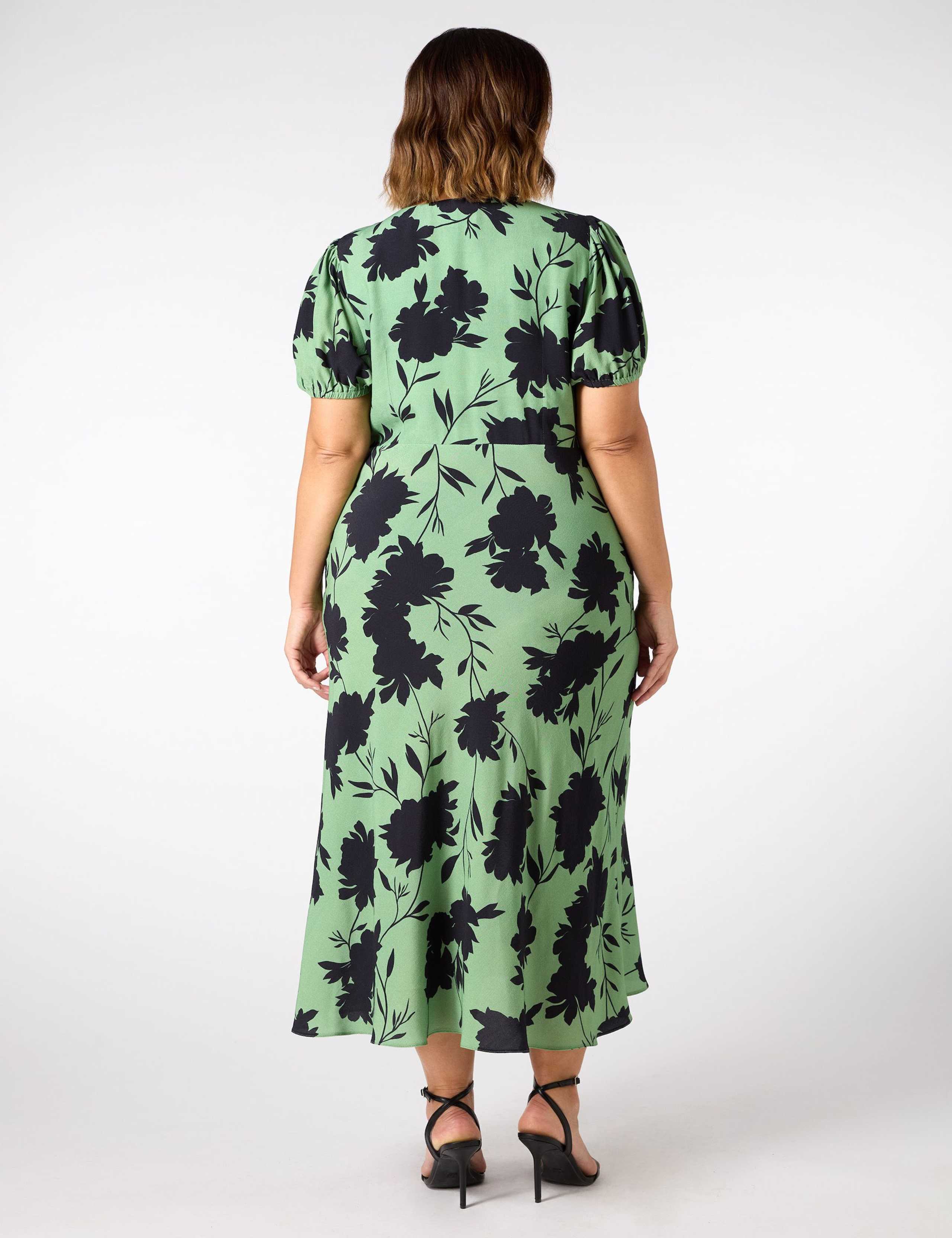 Floral V-Neck Midi Tea Dress 3 of 5