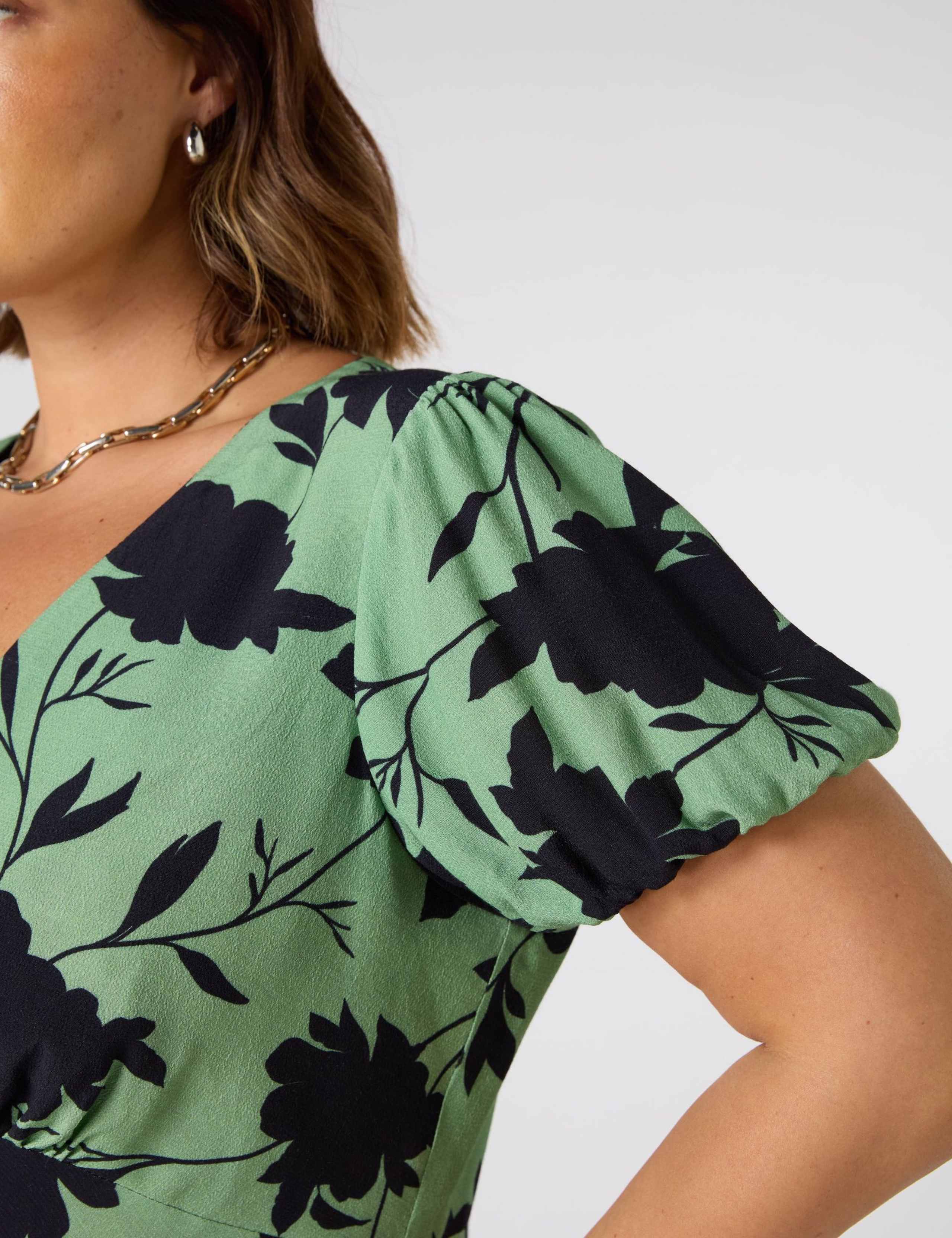 Floral V-Neck Midi Tea Dress 4 of 5
