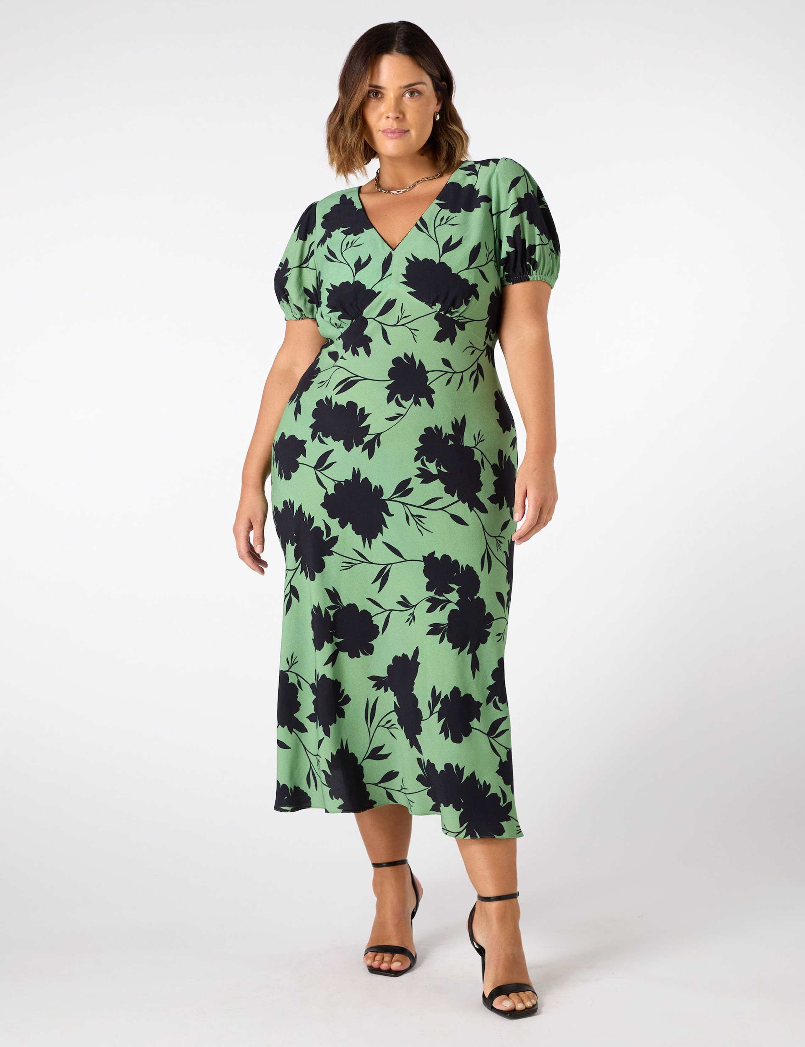 Floral V-Neck Midi Tea Dress 5 of 5