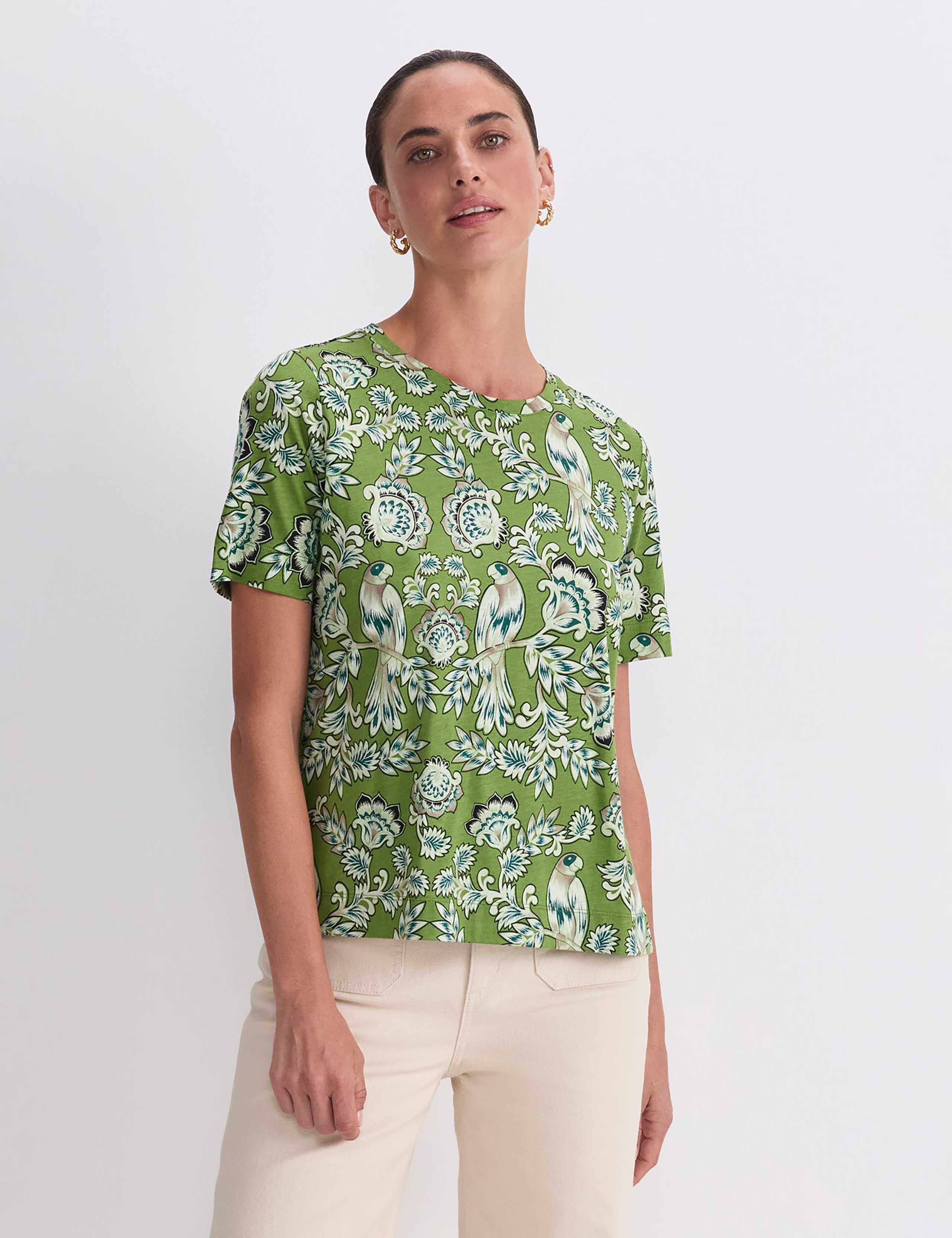 Pure Cotton Printed Round Neck T-Shirt 1 of 7