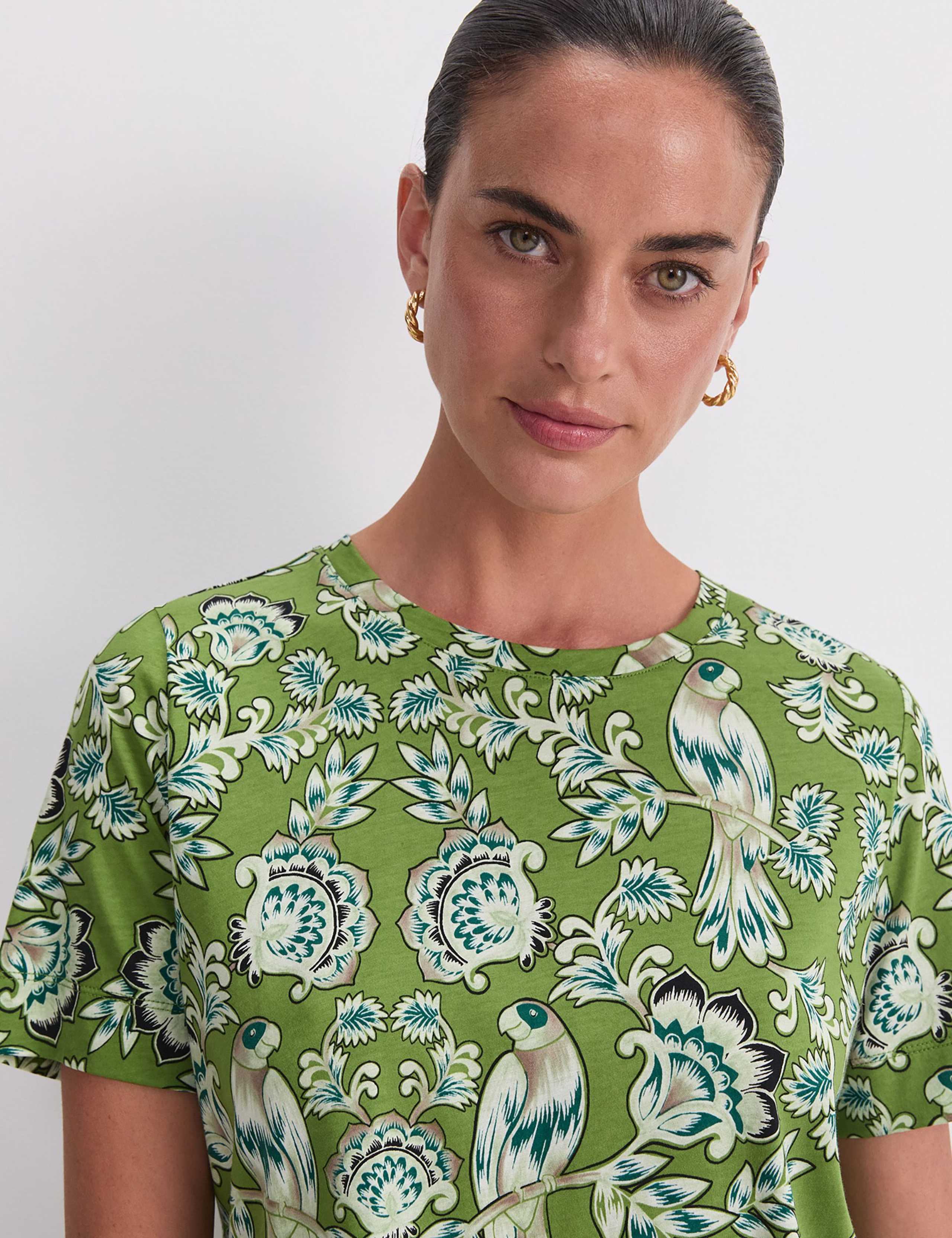 Pure Cotton Printed Round Neck T-Shirt 2 of 7