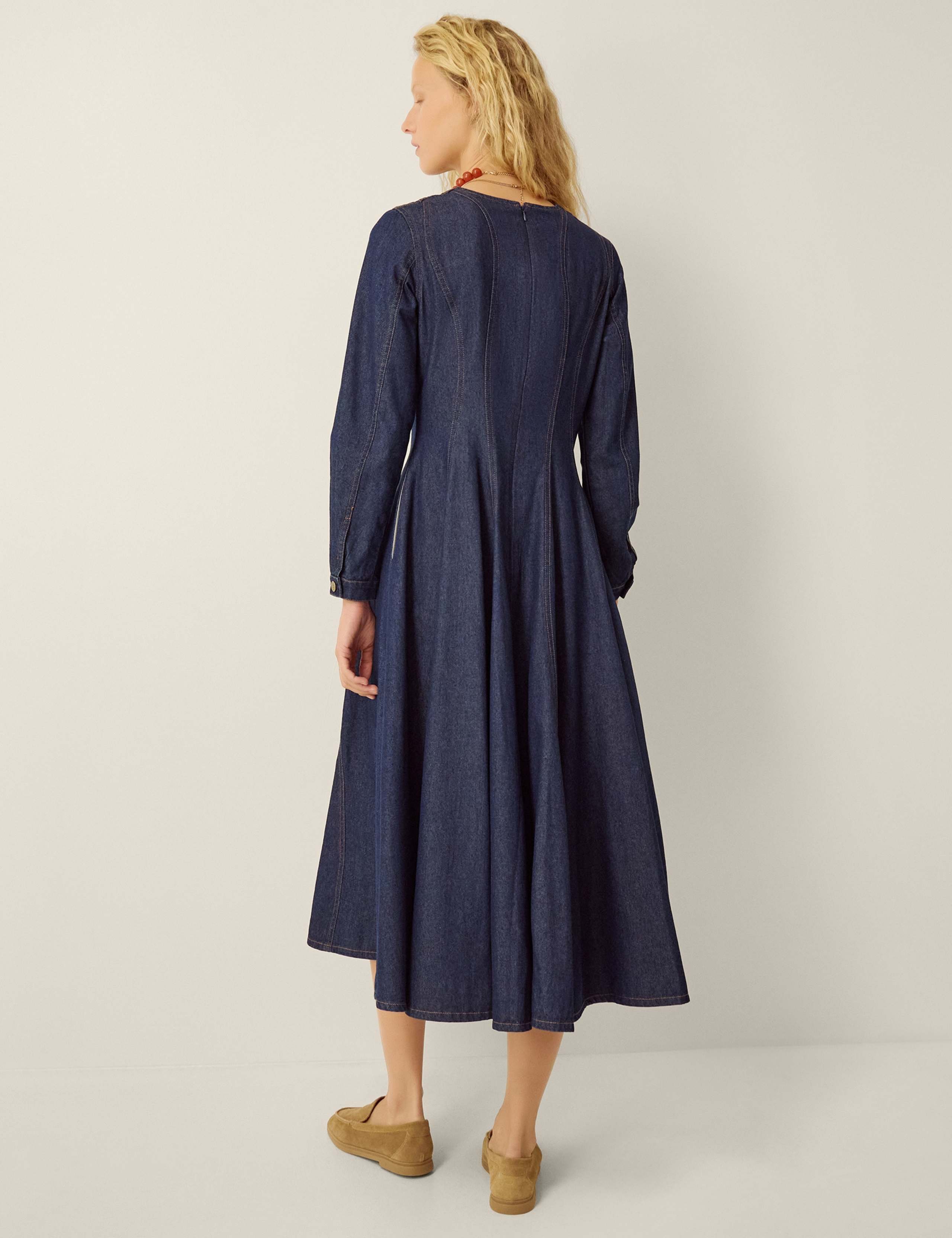 Denim Midi Skater Dress 4 of 5