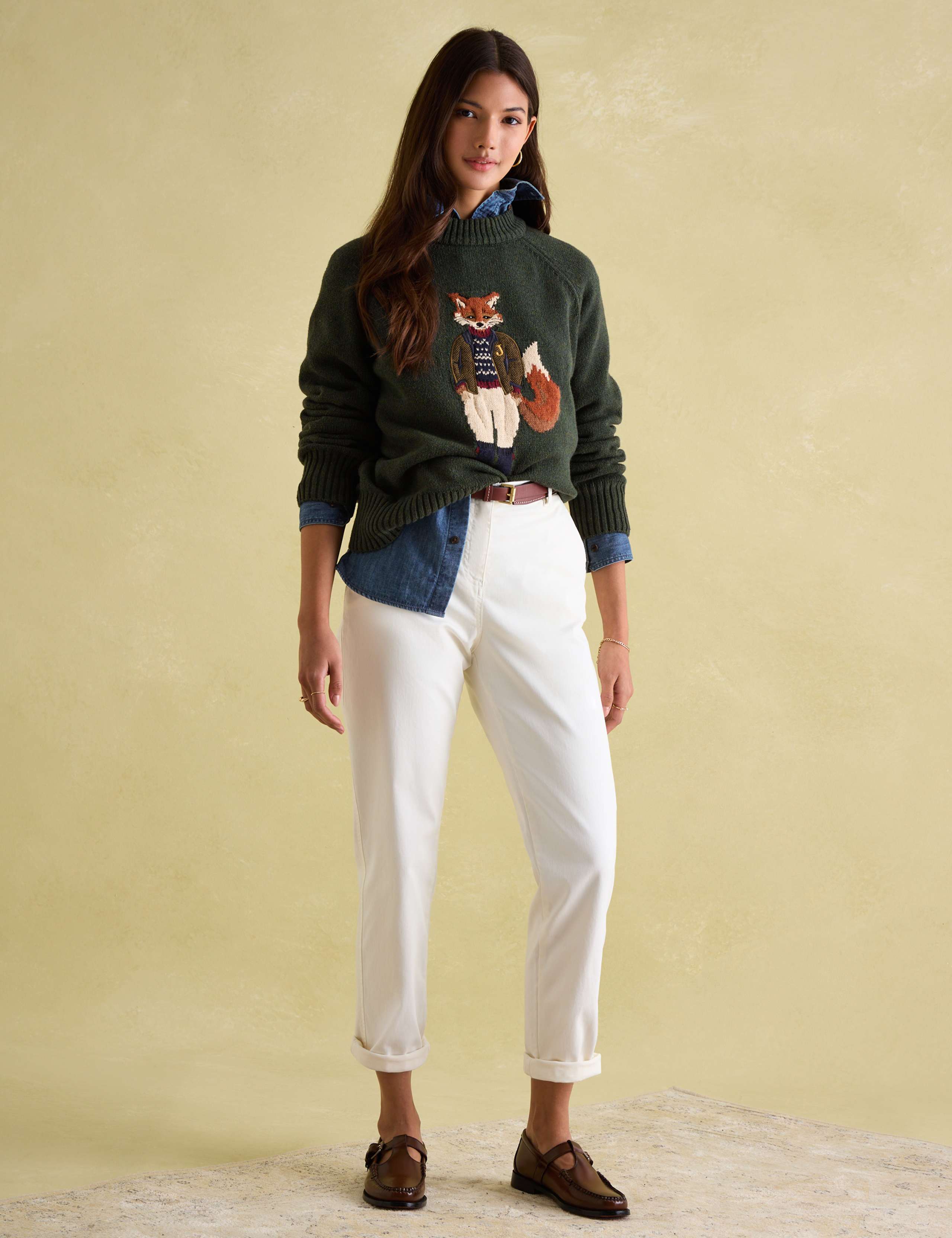 Fox Patterned Crew Neck Jumper with Wool 3 of 6