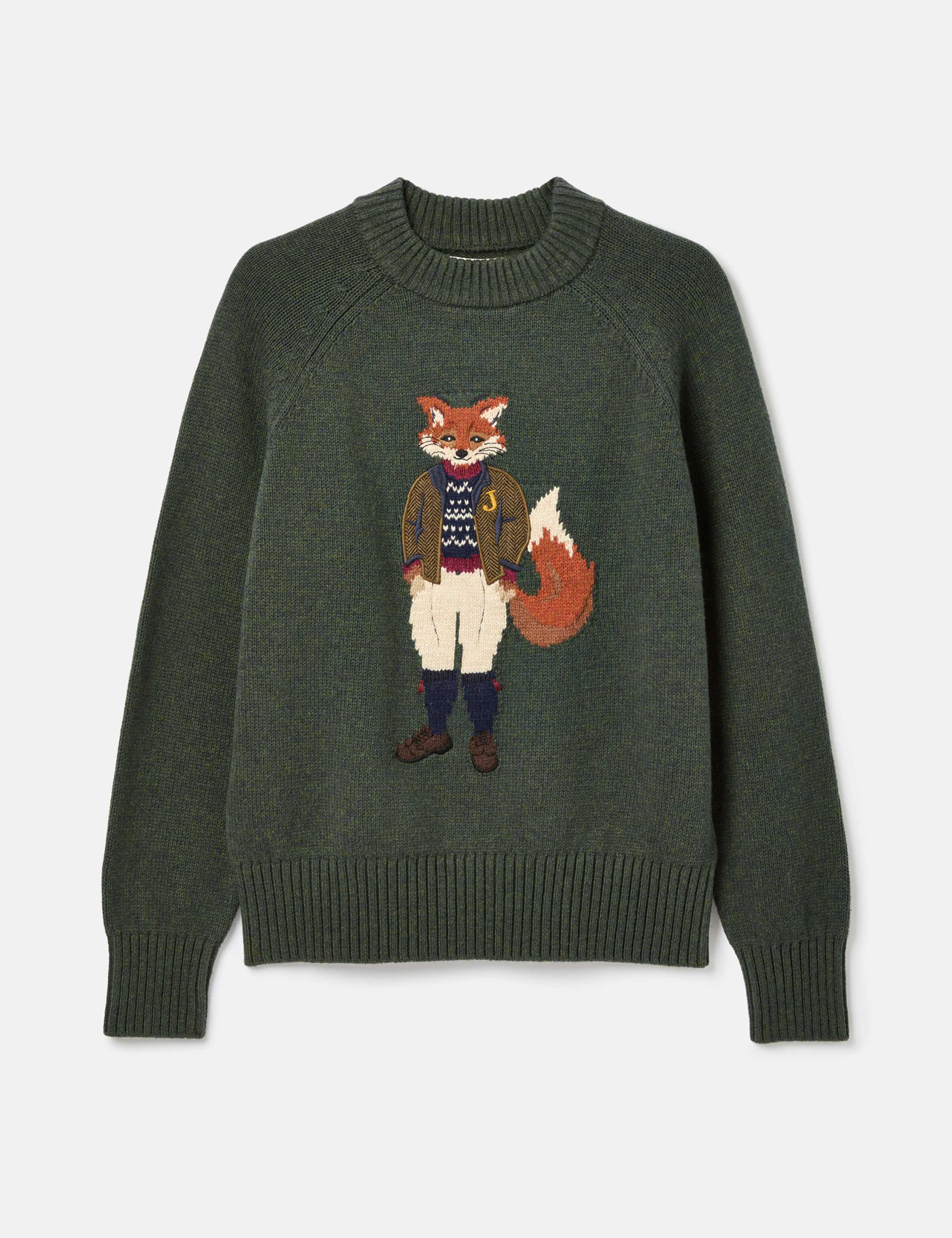 Fox Patterned Crew Neck Jumper with Wool 2 of 6
