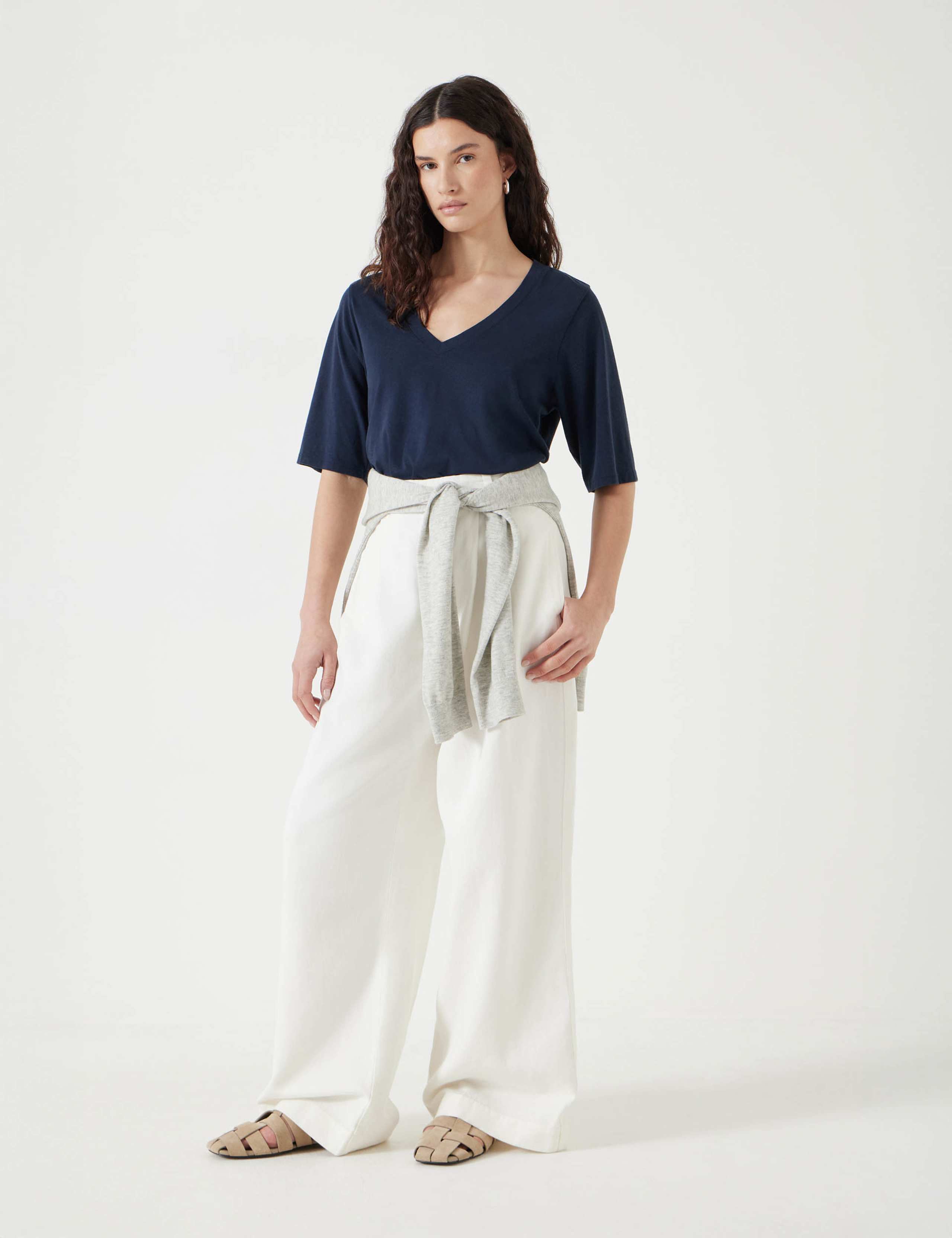 Reece Cotton Rich V-Neck Drapey T-Shirt 3 of 4