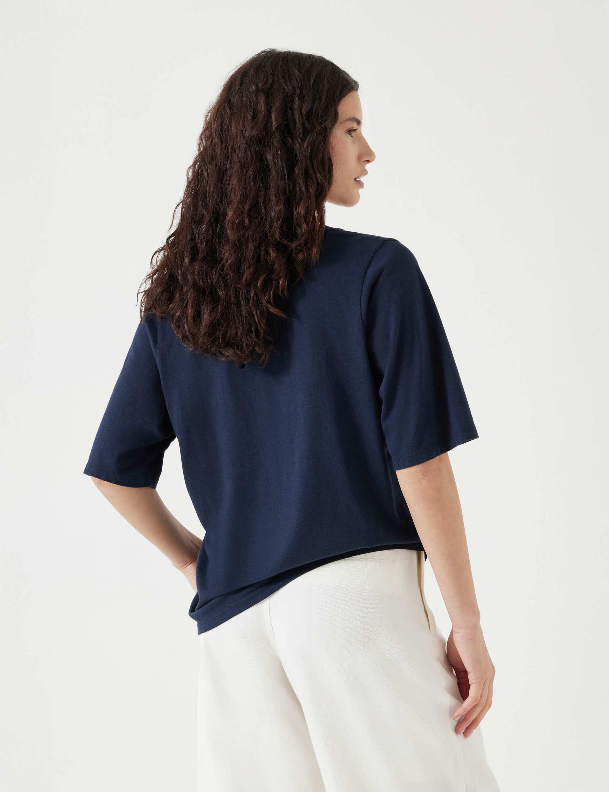 Reece Cotton Rich V-Neck Drapey T-Shirt 4 of 4