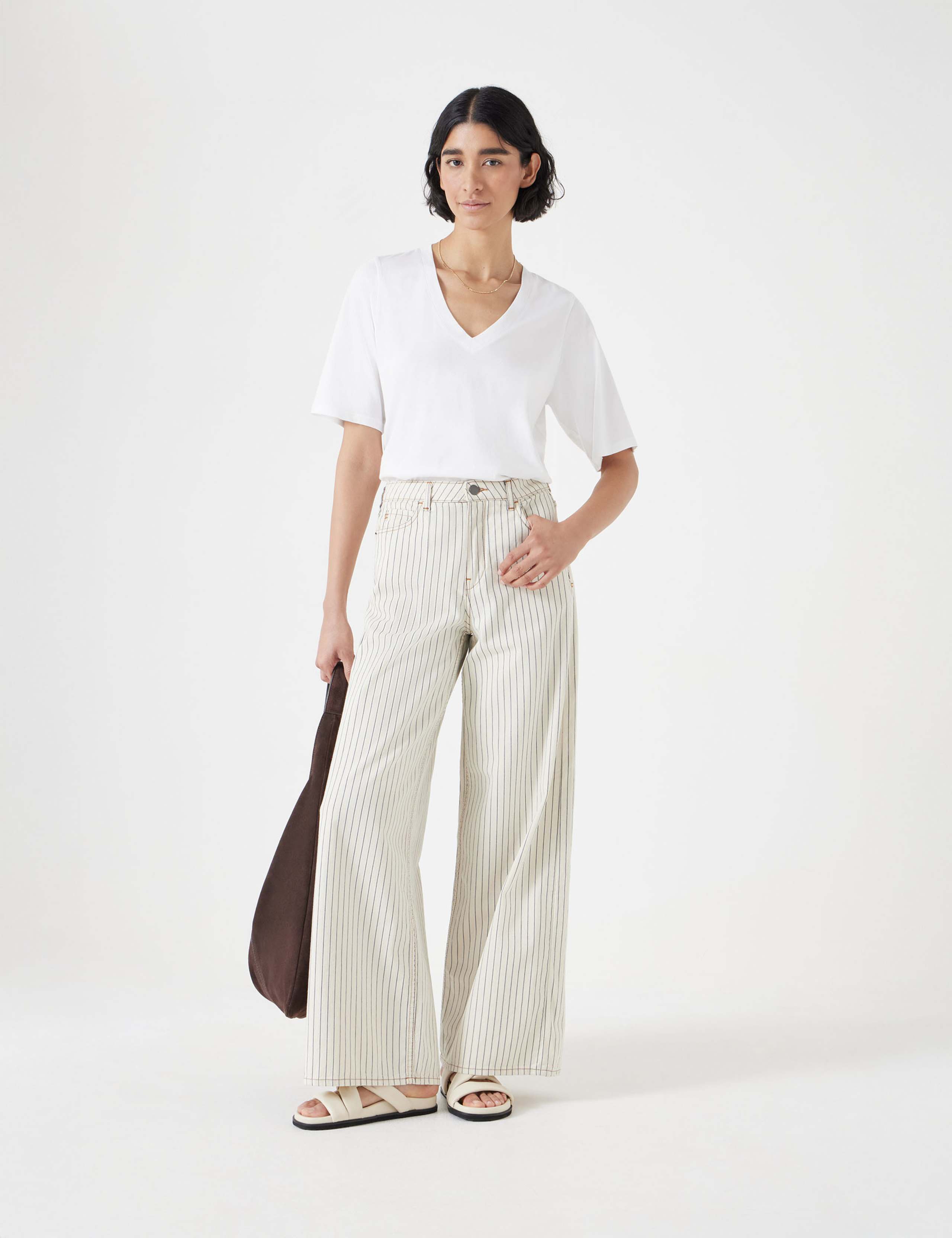 Reece Cotton Rich V-Neck Drapey T-Shirt 4 of 5