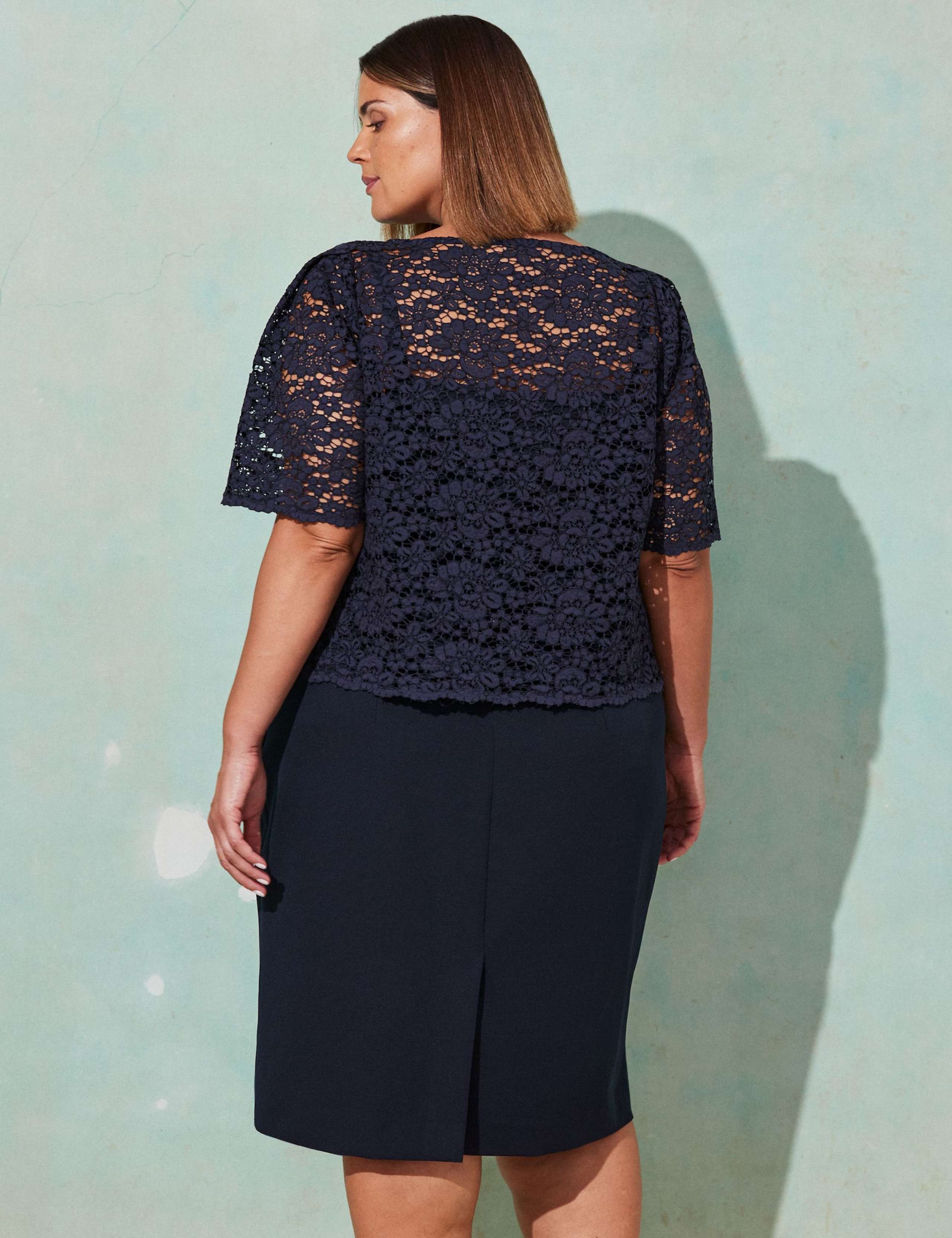 Broderie Round Neck Midi Dress 2 of 4