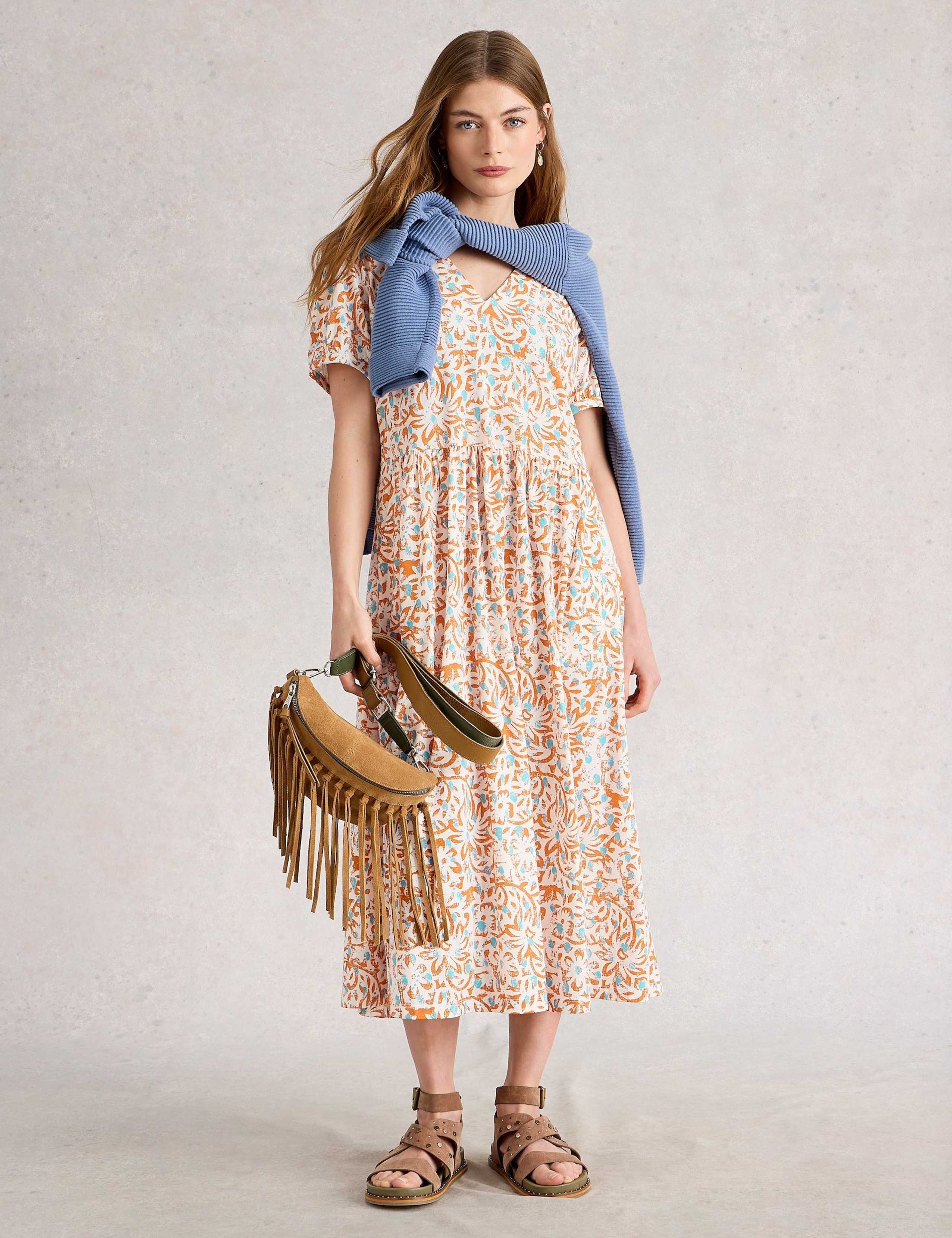 Cotton Blend Jersey Abstract Floral Dress 1 of 6