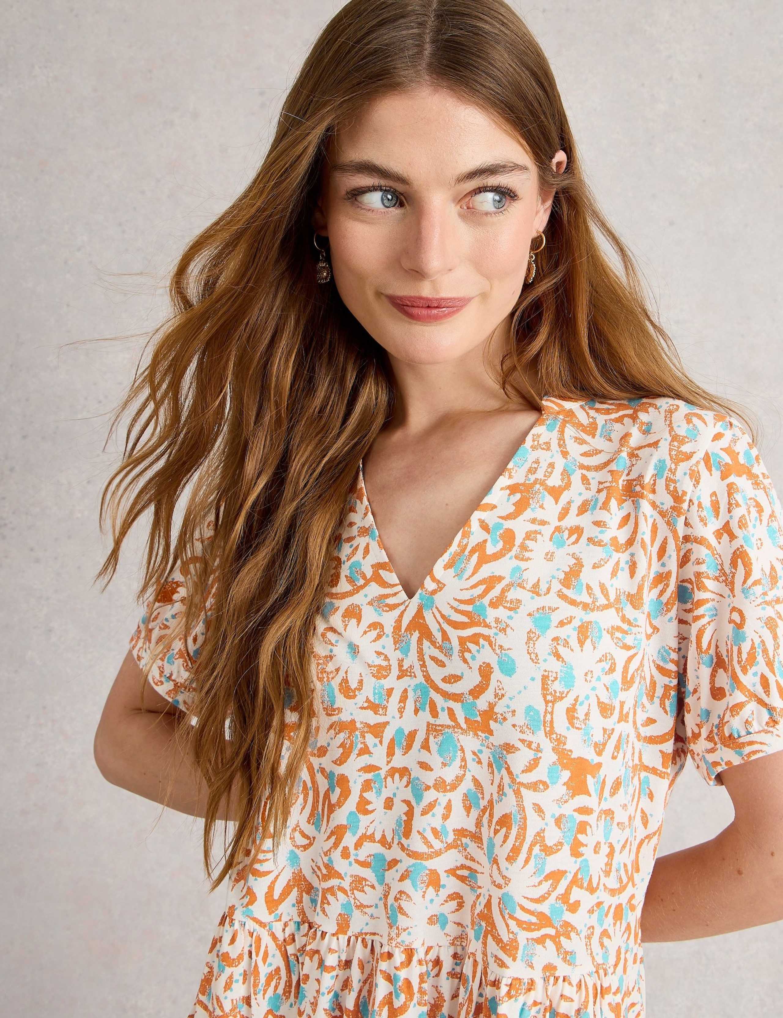 Cotton Blend Jersey Abstract Floral Dress 5 of 6