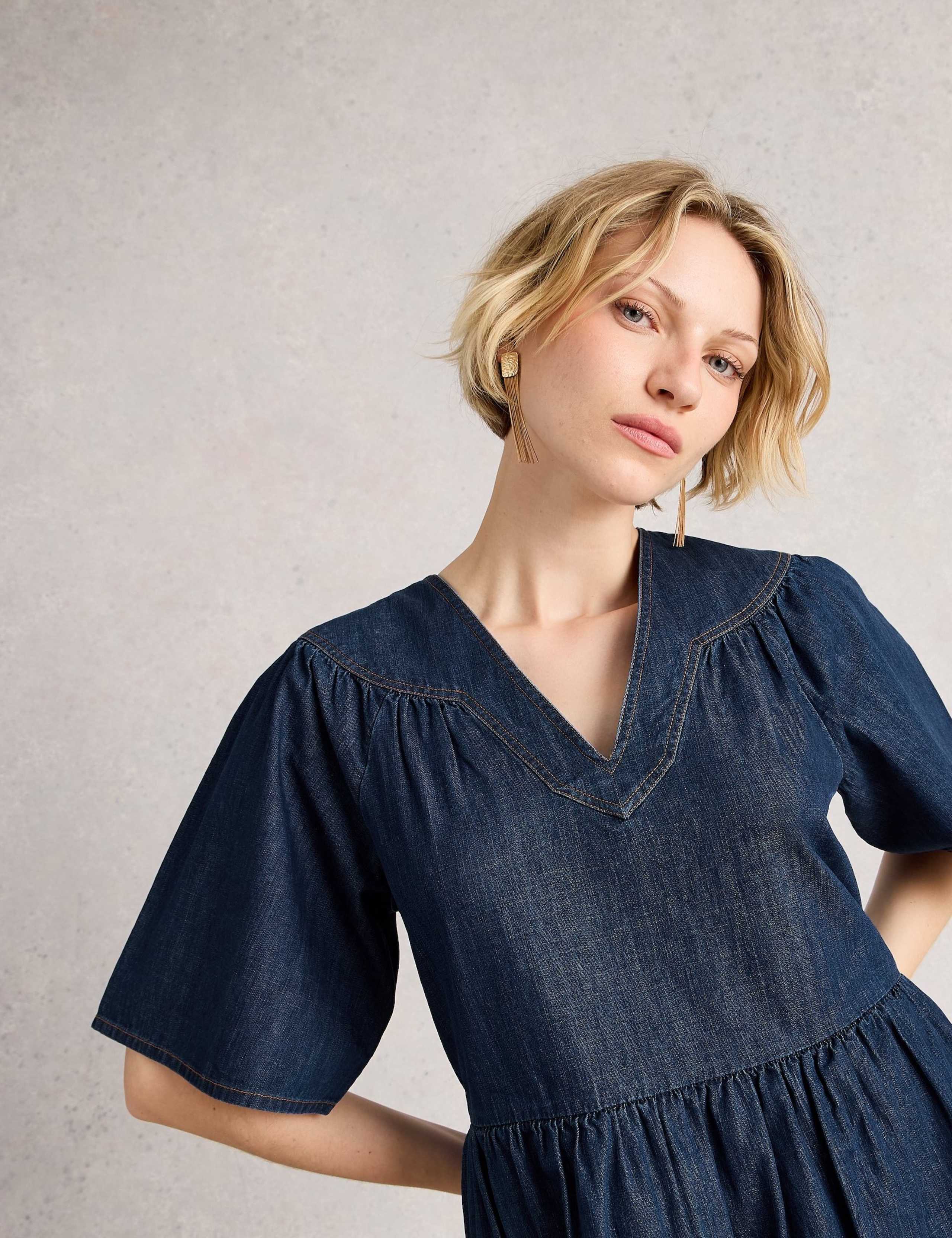 Denim Midi Waisted Dress 3 of 6