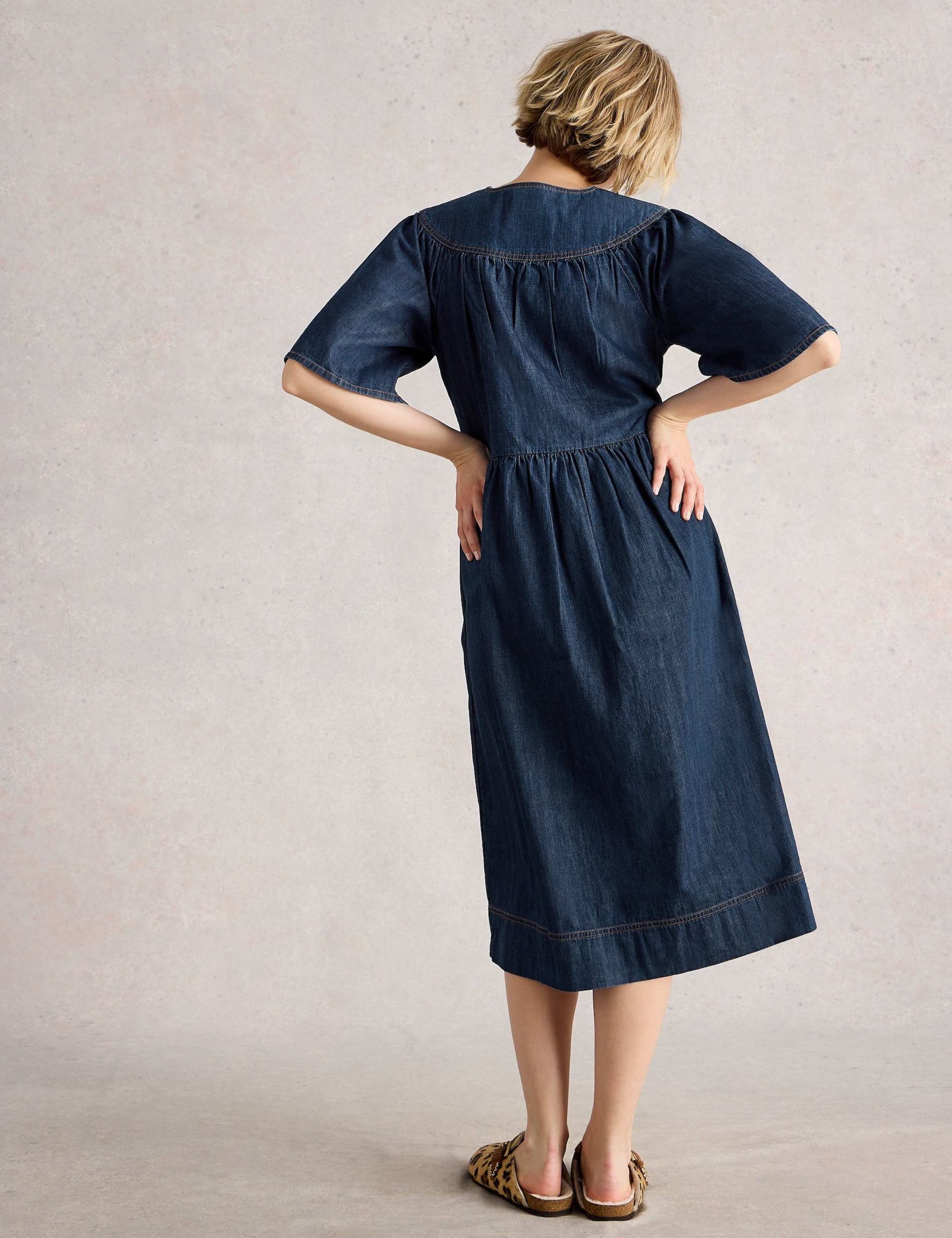 Denim Midi Waisted Dress 4 of 6