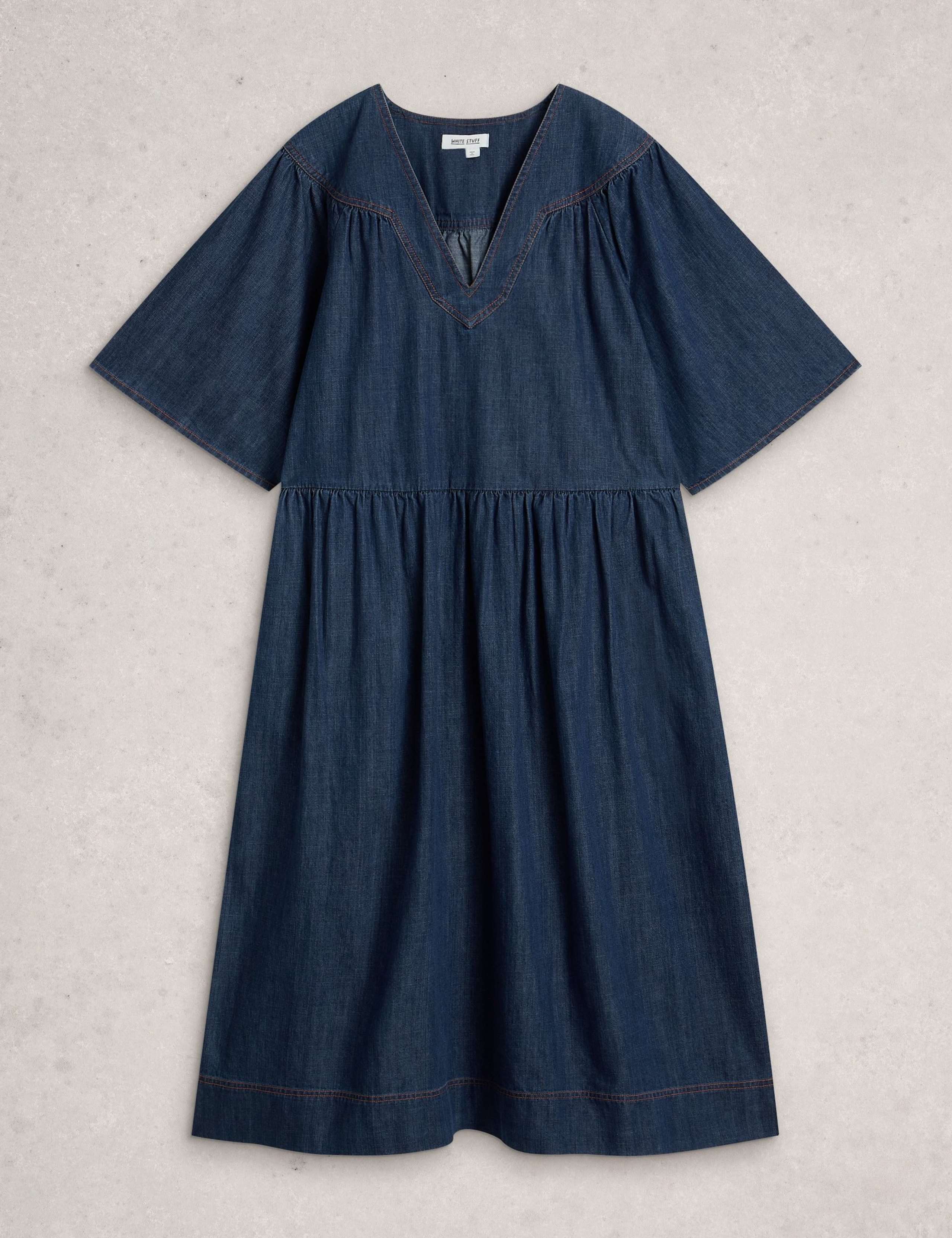 Denim Midi Waisted Dress 2 of 6