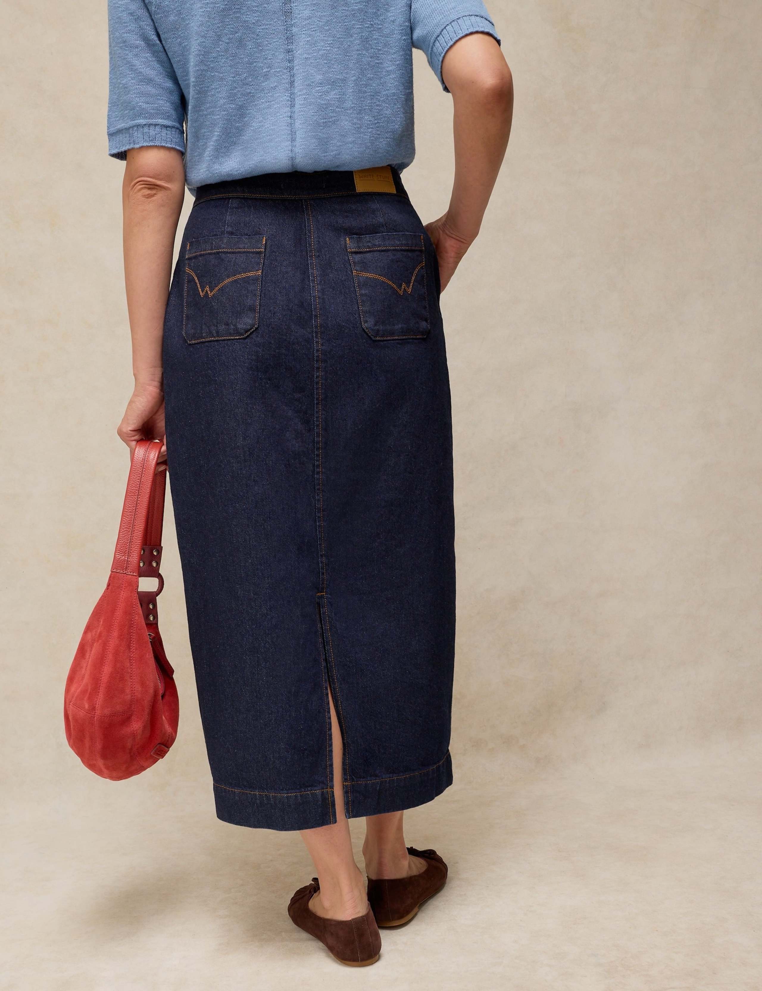 Cotton Rich Denim Button Detail Maxi Skirt 3 of 6