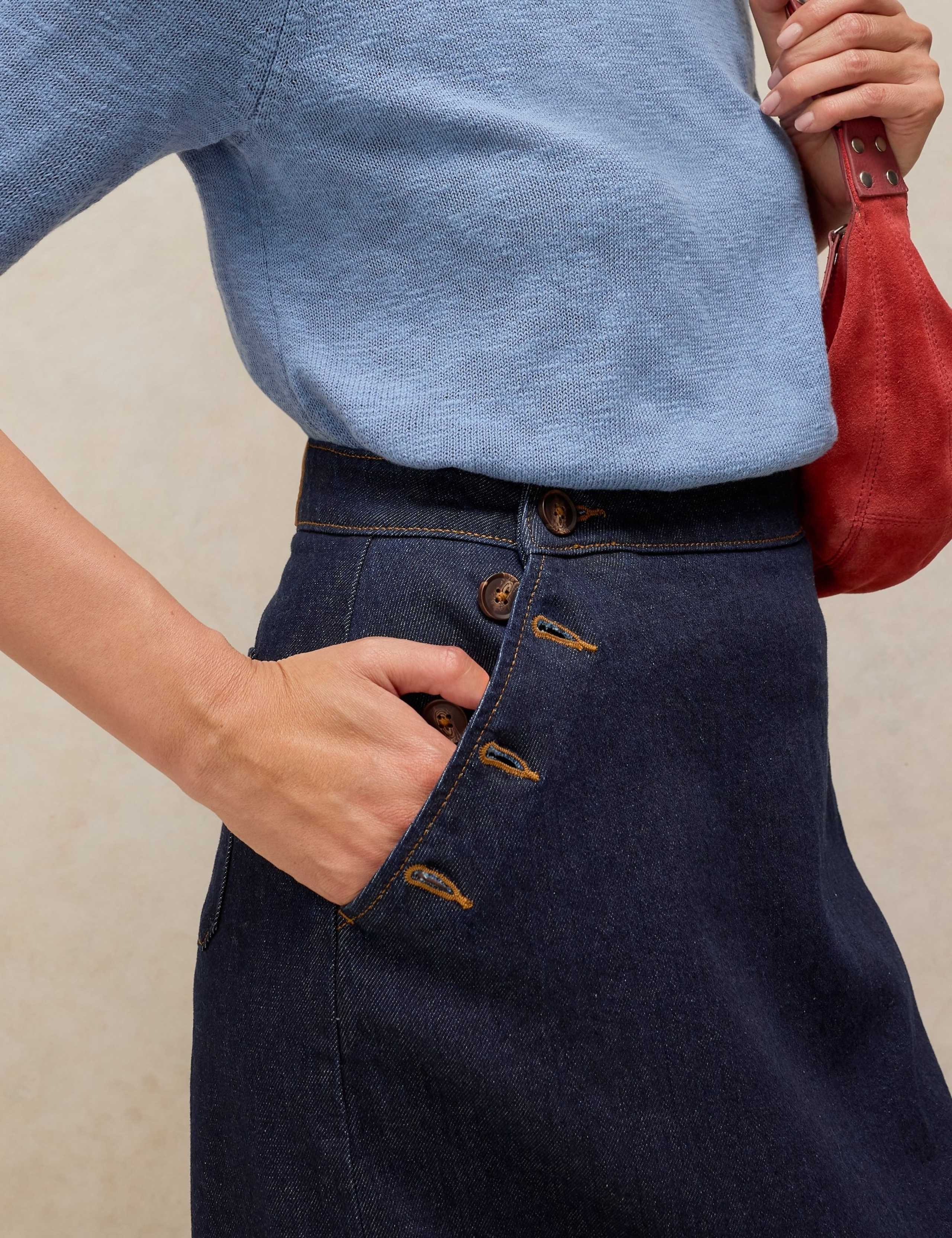 Cotton Rich Denim Button Detail Maxi Skirt 5 of 6