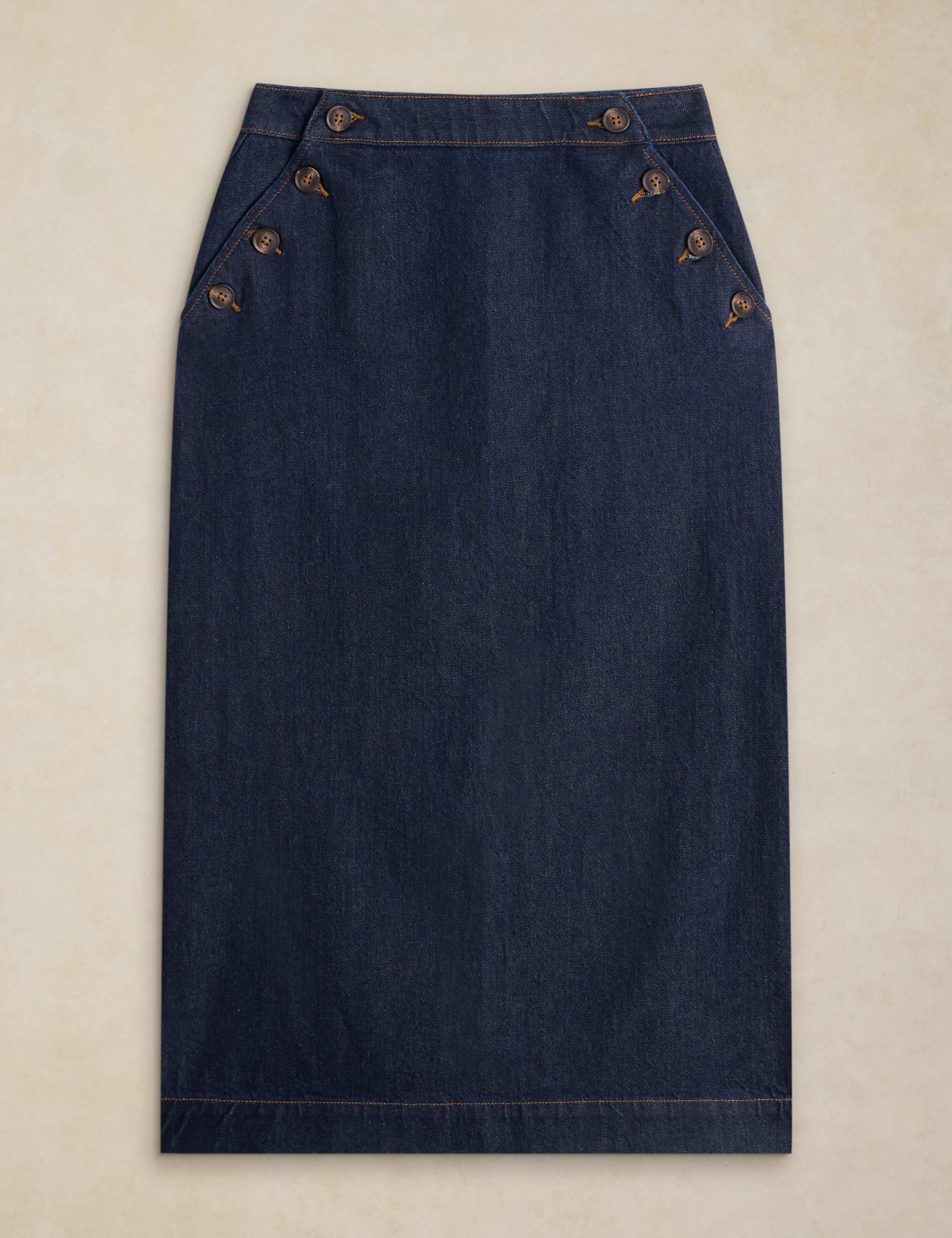 Cotton Rich Denim Button Detail Maxi Skirt 2 of 6