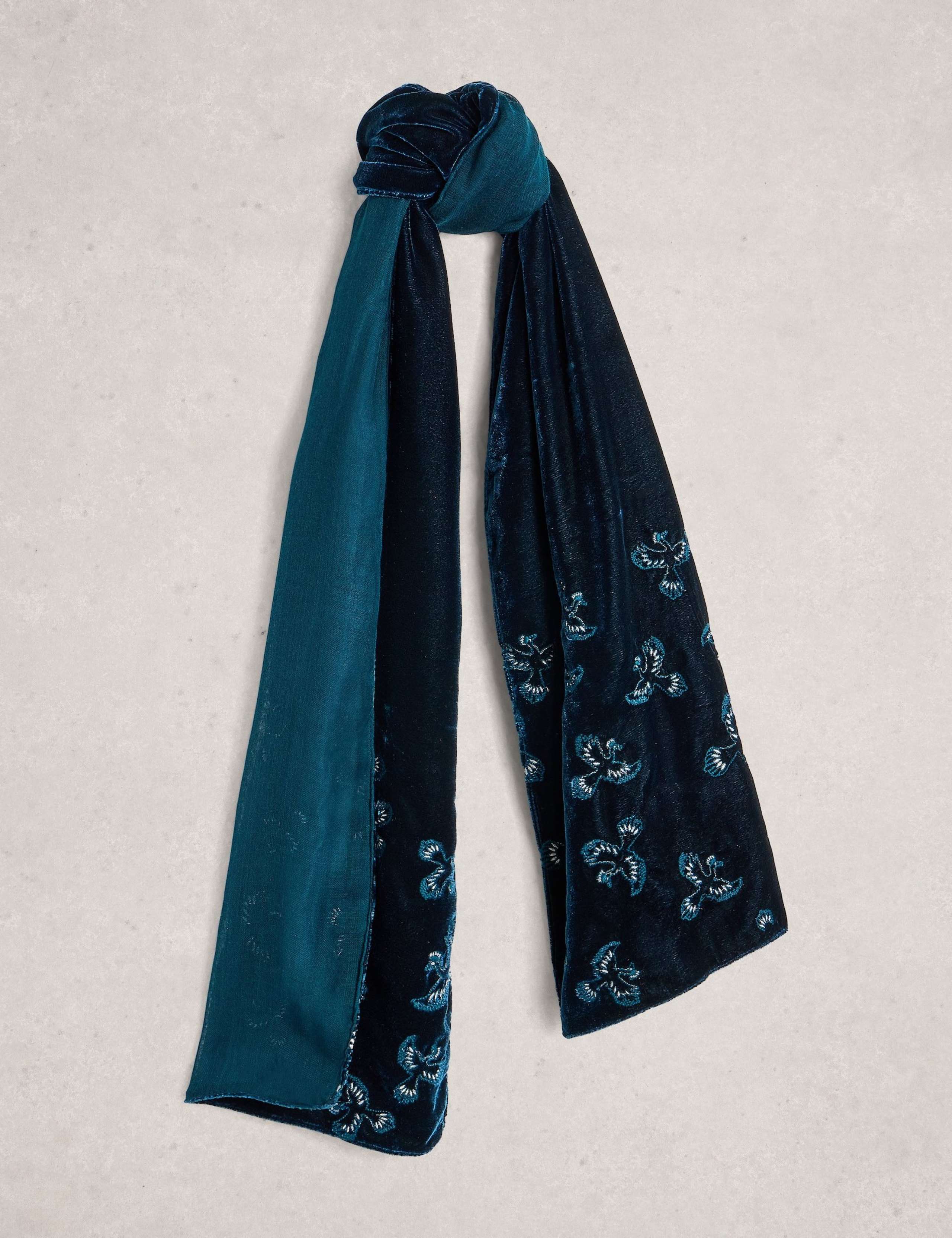 Velvet Metallic Embroidered Scarf 1 of 3