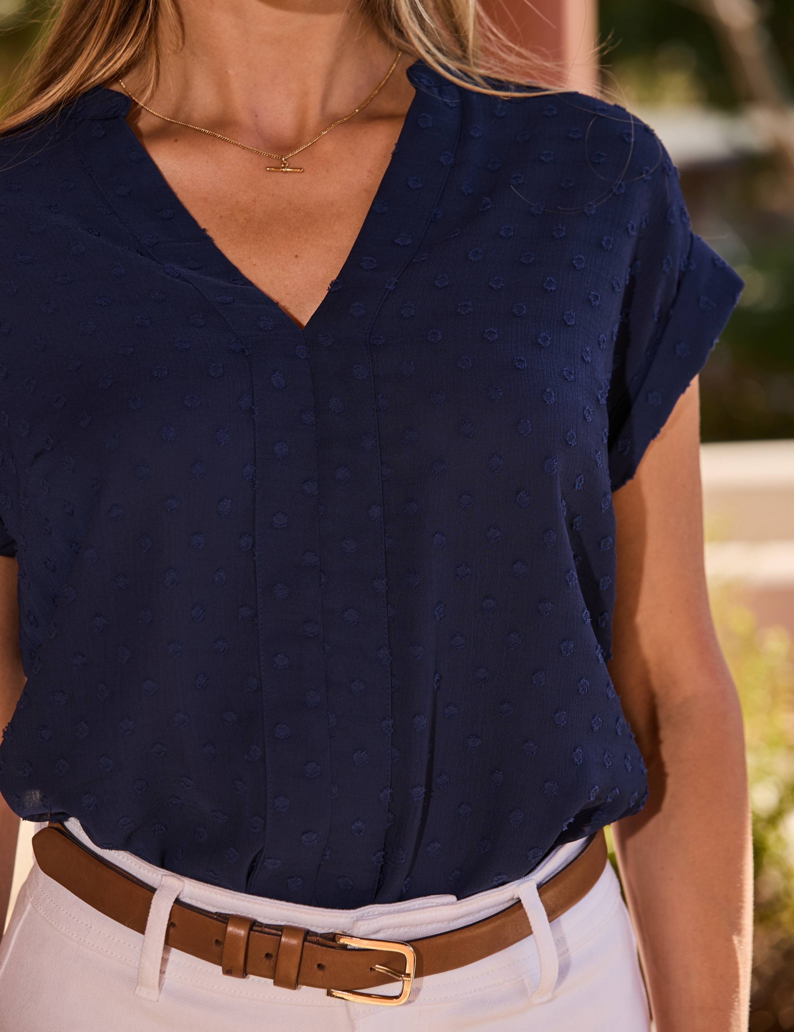 Dobby Textured V-Neck Top 4 of 7