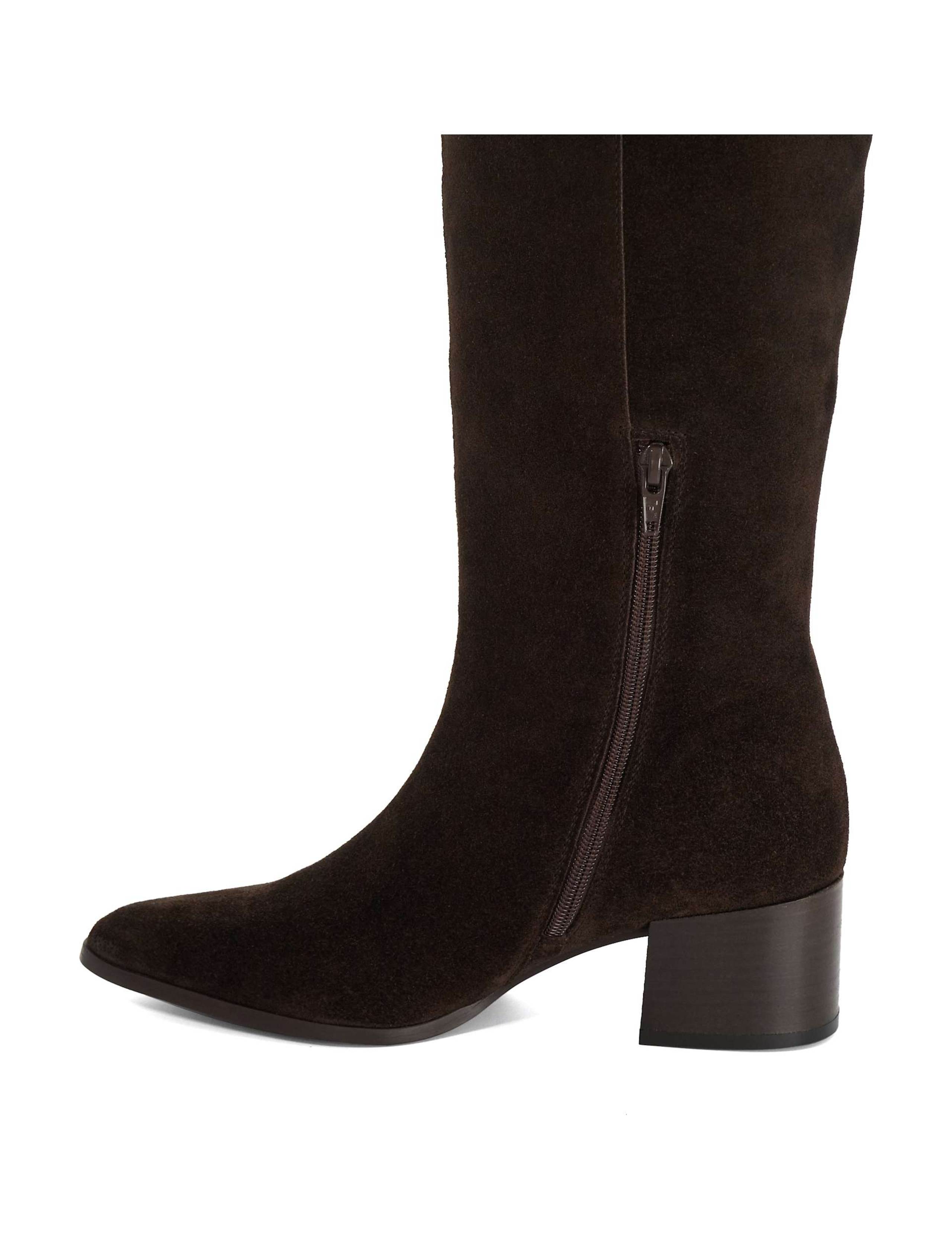 Leather Block Heel Pointed Knee High Boots 4 of 5