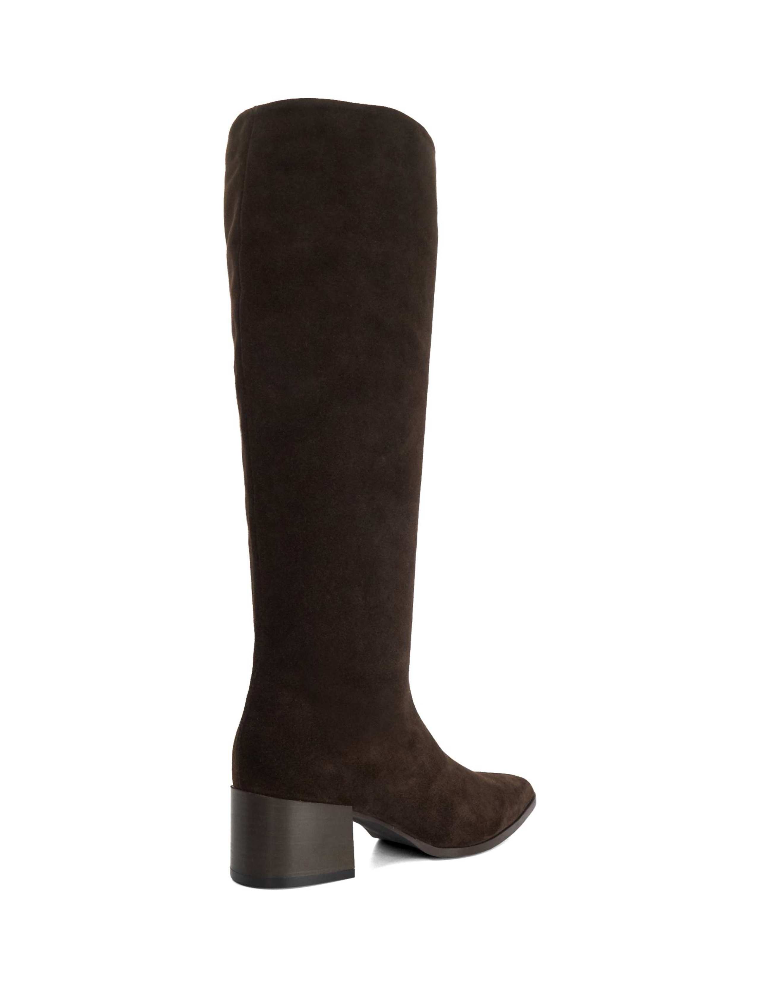 Leather Block Heel Pointed Knee High Boots 5 of 5