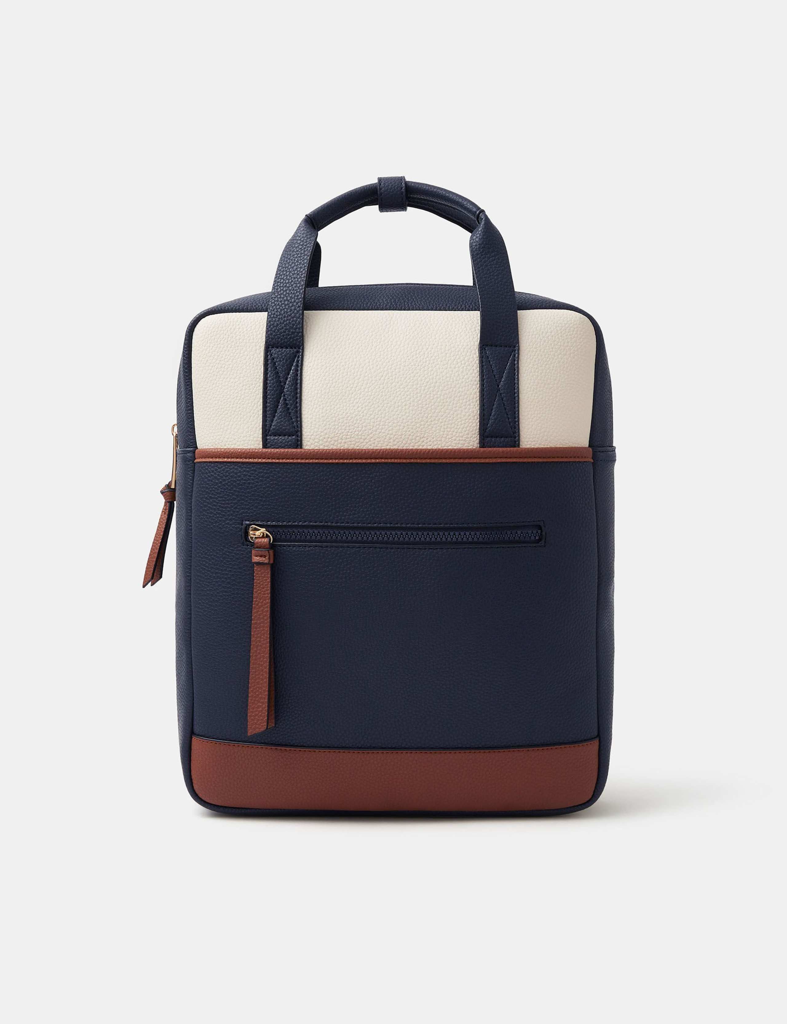 Faux Leather Colour Block Backpack 1 of 4