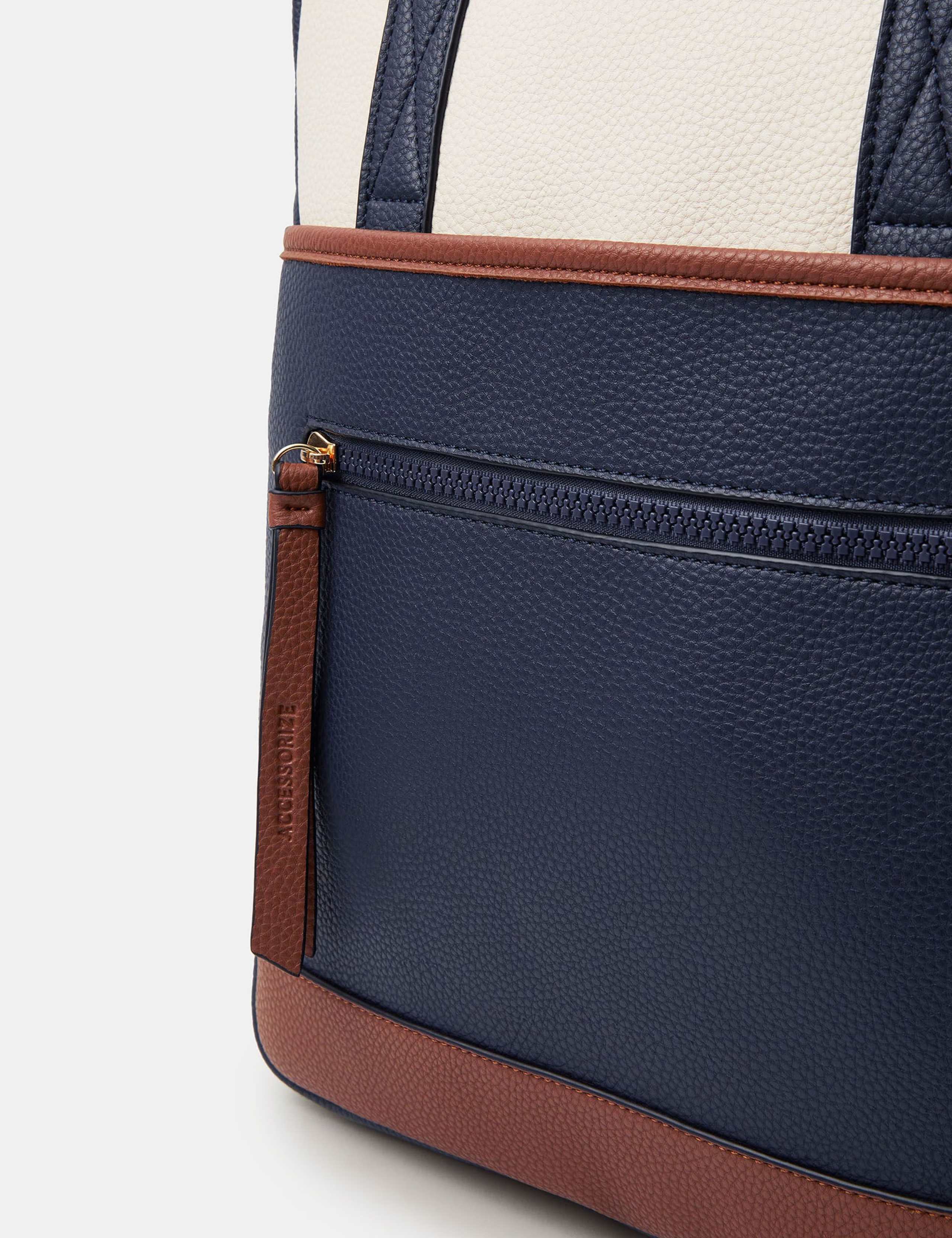 Faux Leather Colour Block Backpack 3 of 4