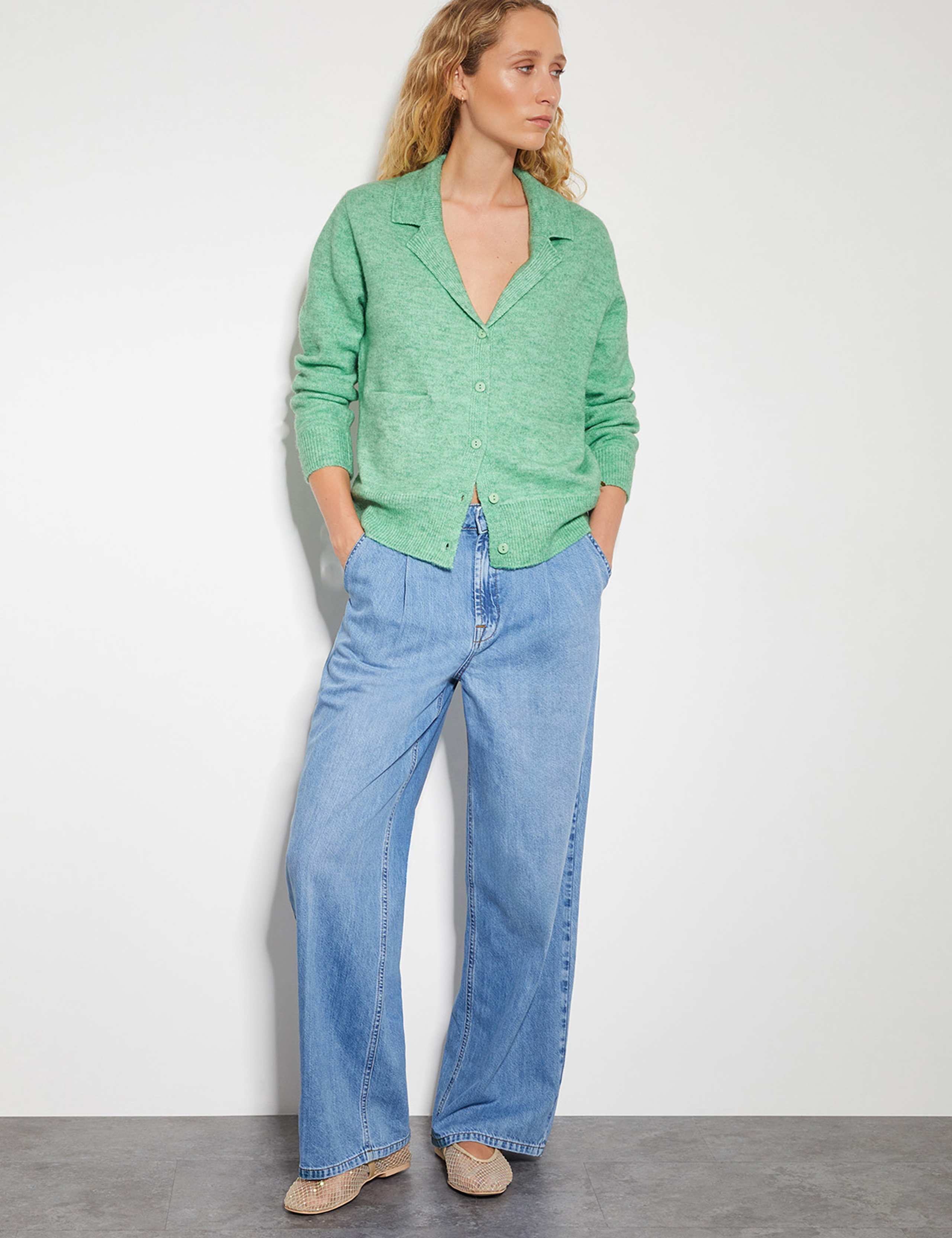 Textured Collared Button Front Cardigan 3 of 5