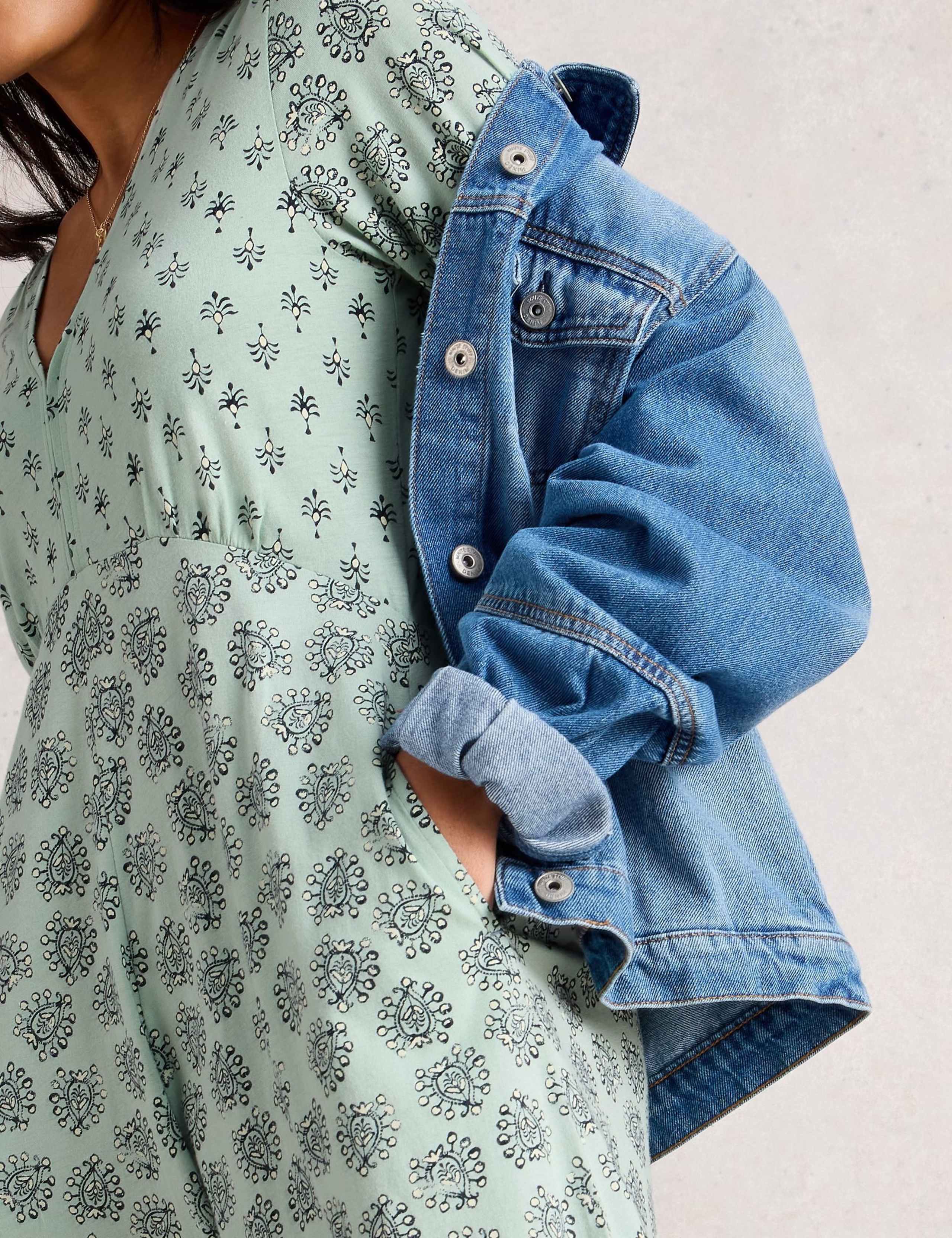 Cotton Blend Jersey Paisley Floral Tea Dress 5 of 6