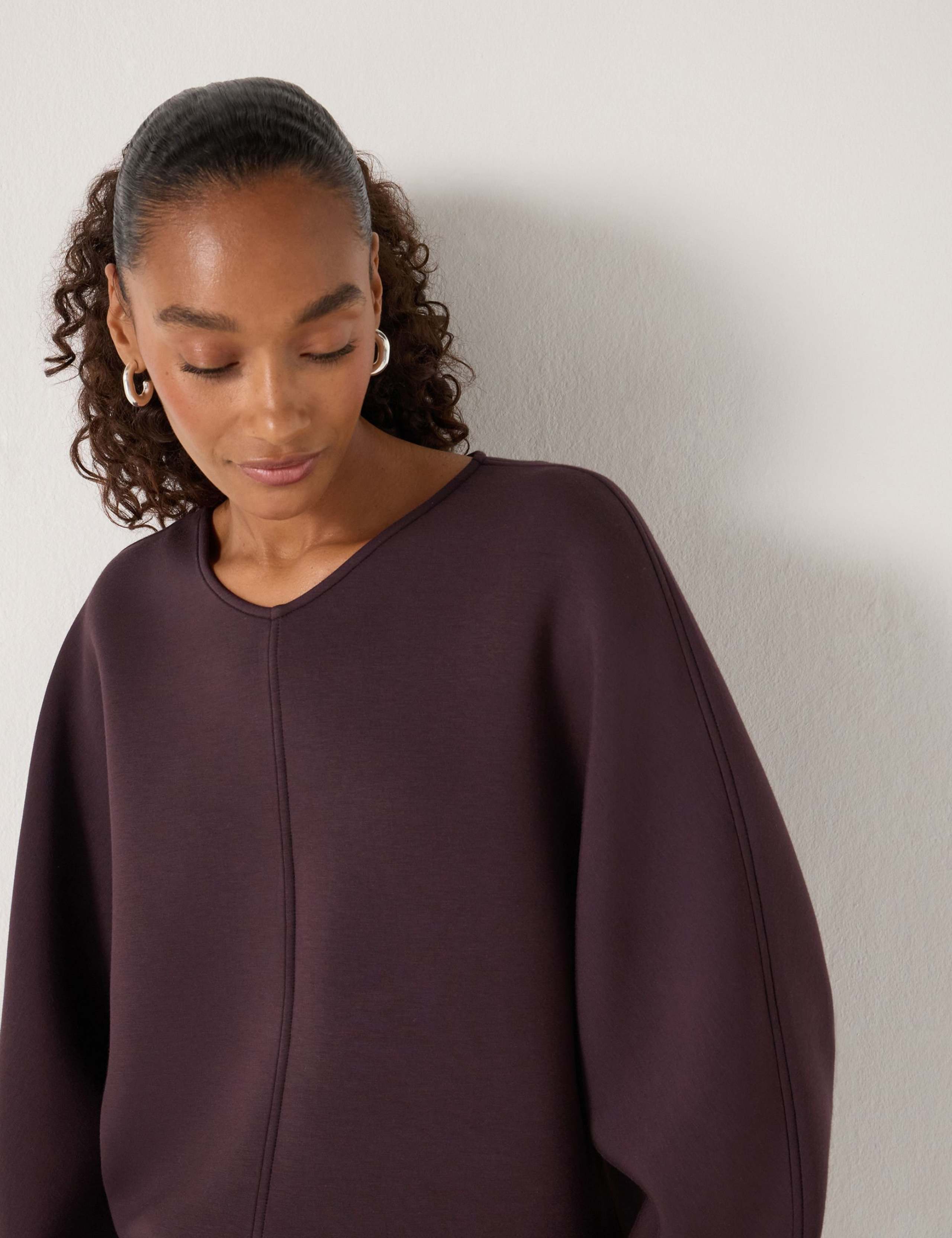 Textured V-Neck Barrel Sleeve Sweatshirt 5 of 5