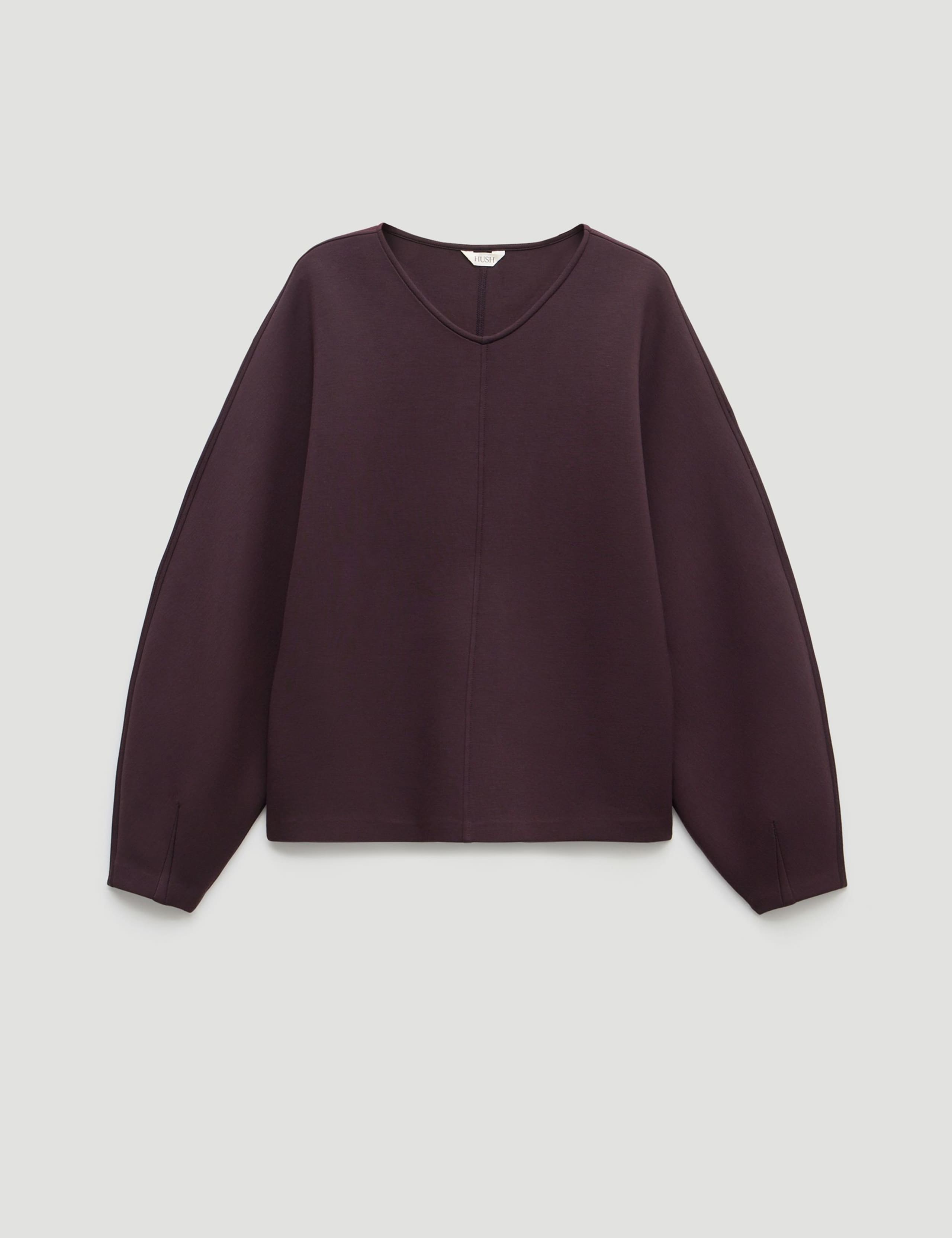 Textured V-Neck Barrel Sleeve Sweatshirt 2 of 5
