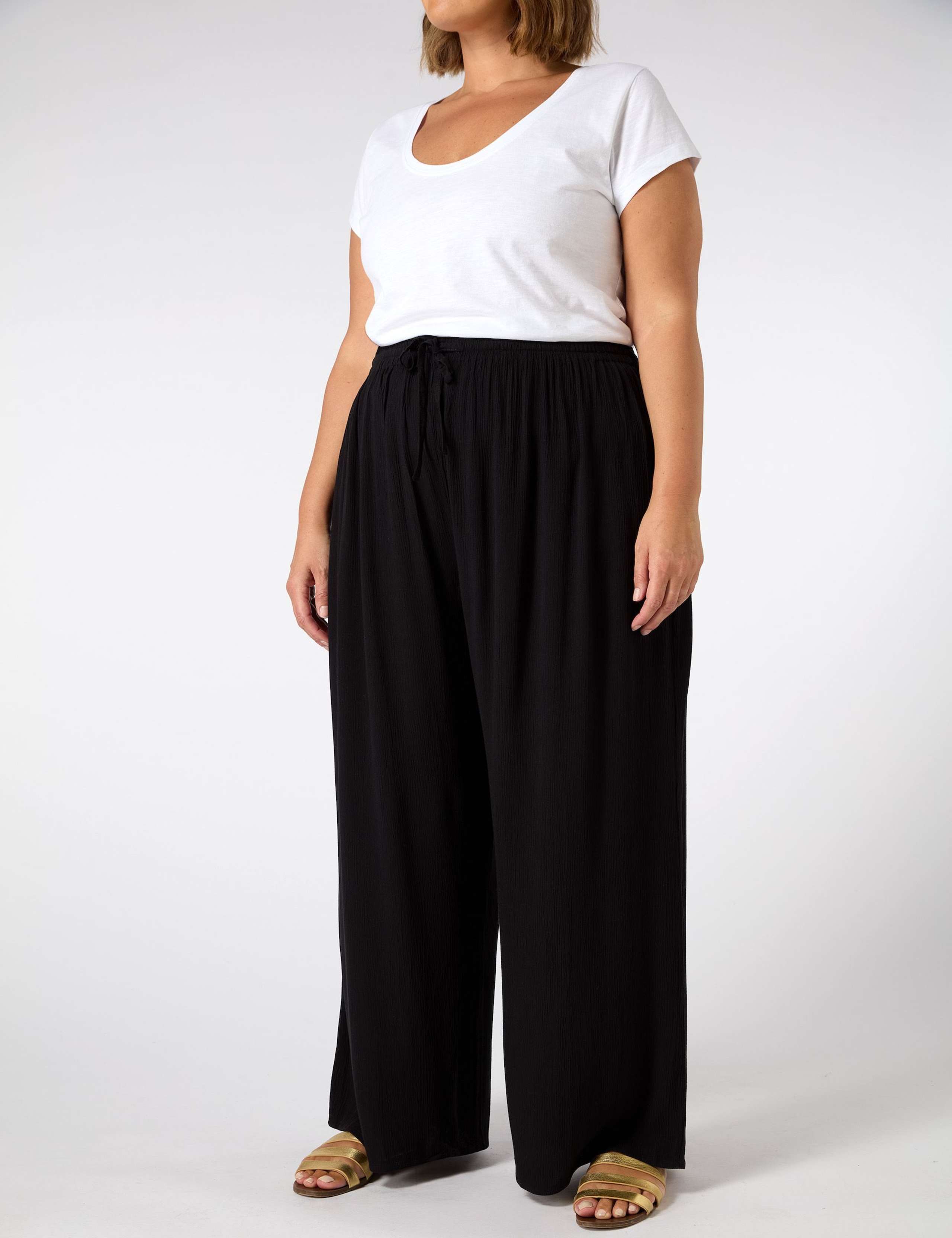 Linen Blend Drawstring Wide Leg Trousers 4 of 4