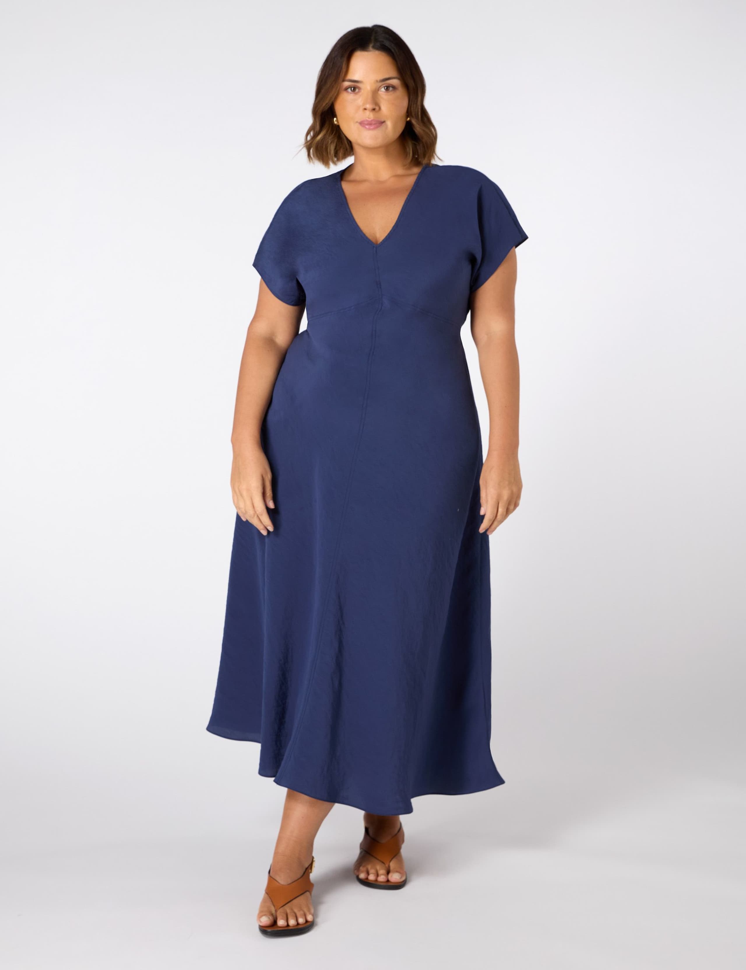 V-Neck Seamed Maxi Tea Dress 1 of 3