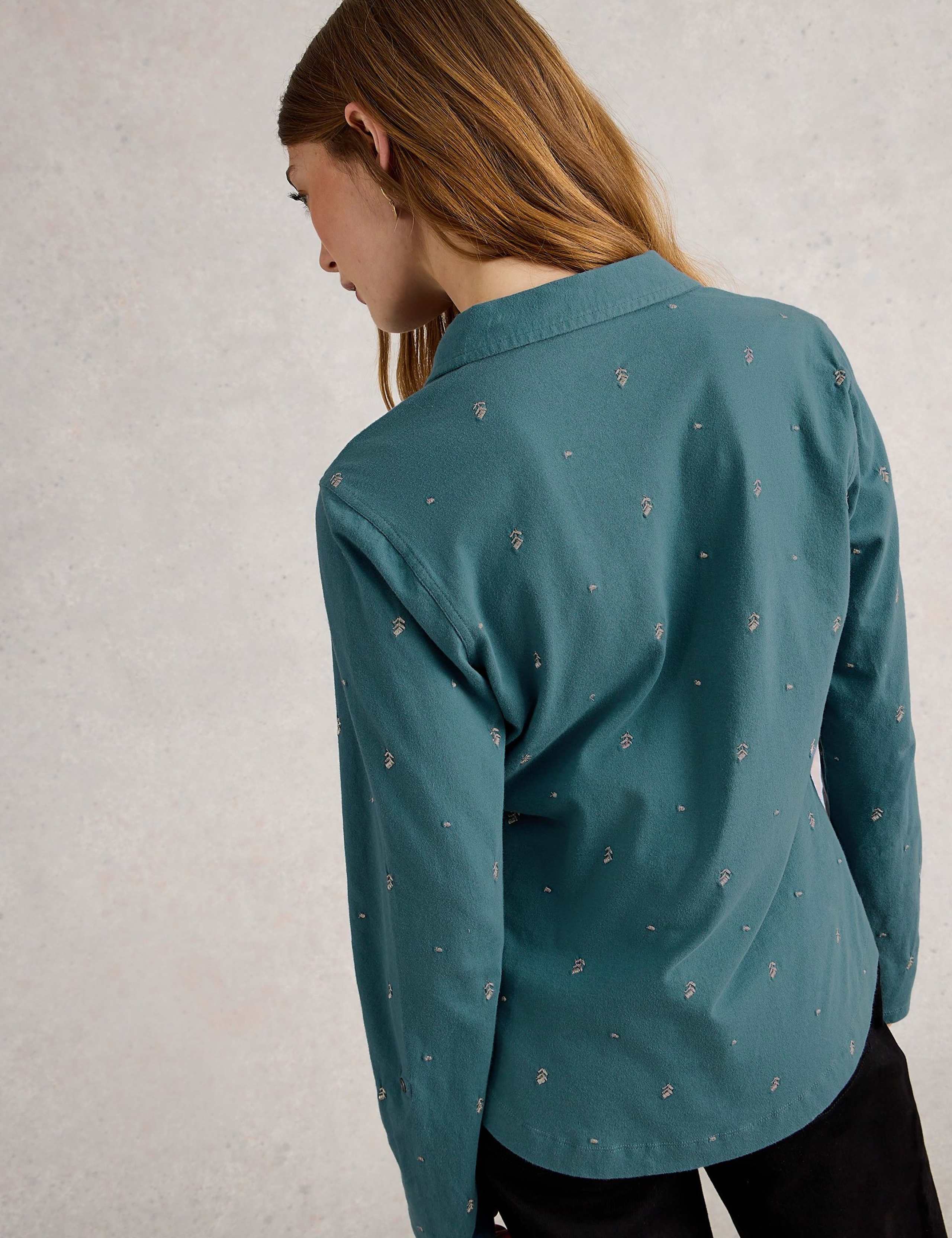 Jersey Embroidered Button Through Shirt 3 of 6