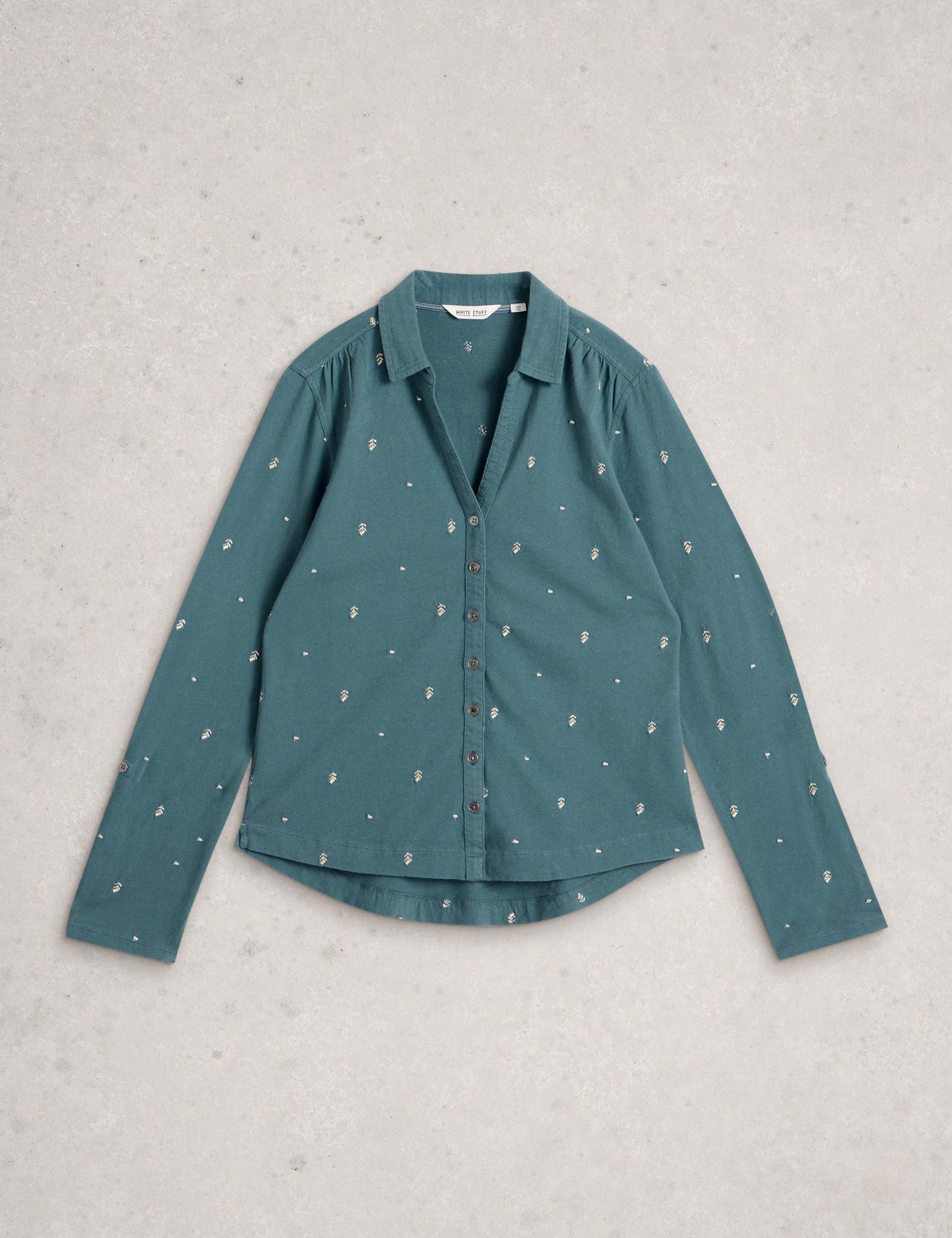 Jersey Embroidered Button Through Shirt 2 of 6