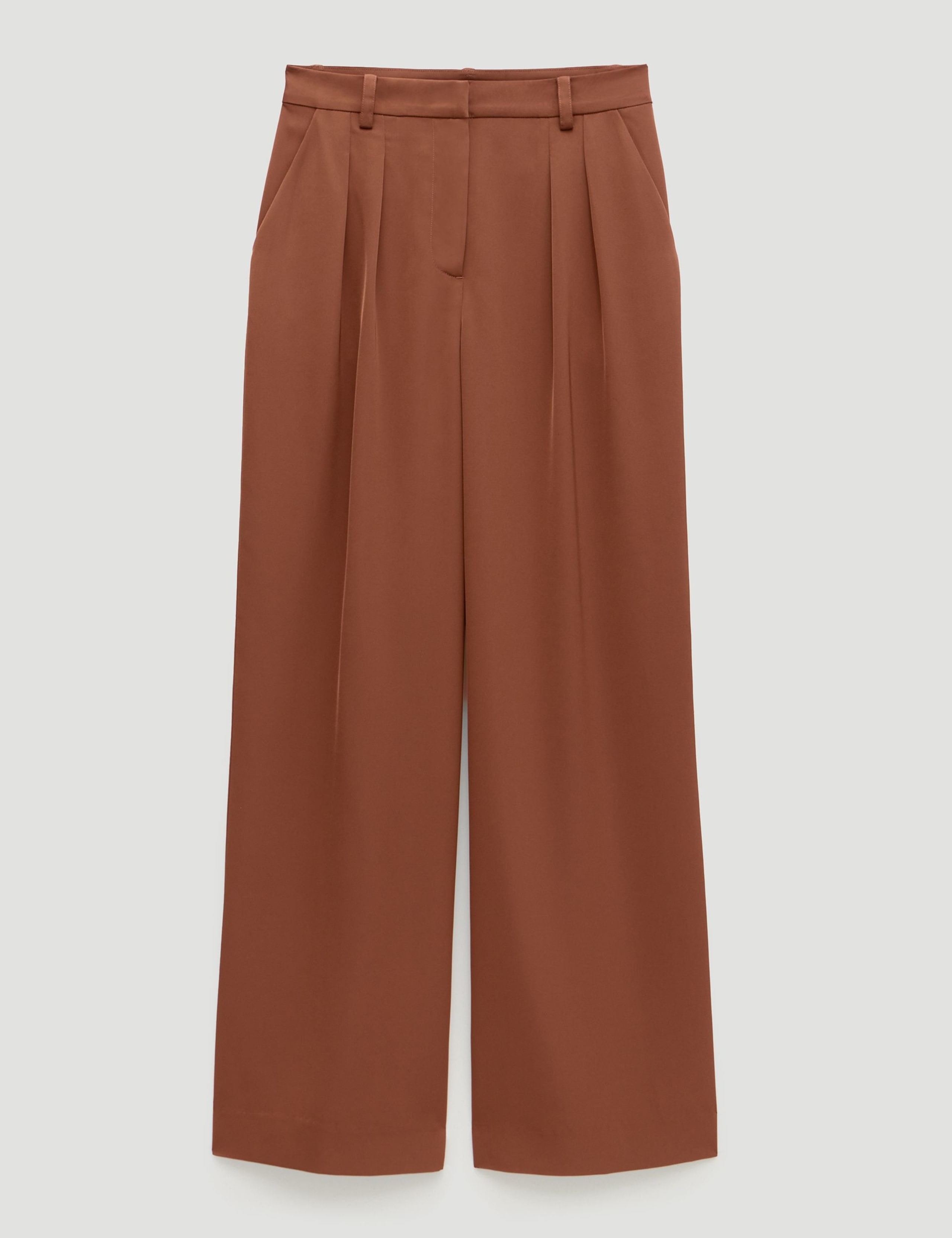 Satin Twill Pleat Front Wide Leg Trousers 2 of 6