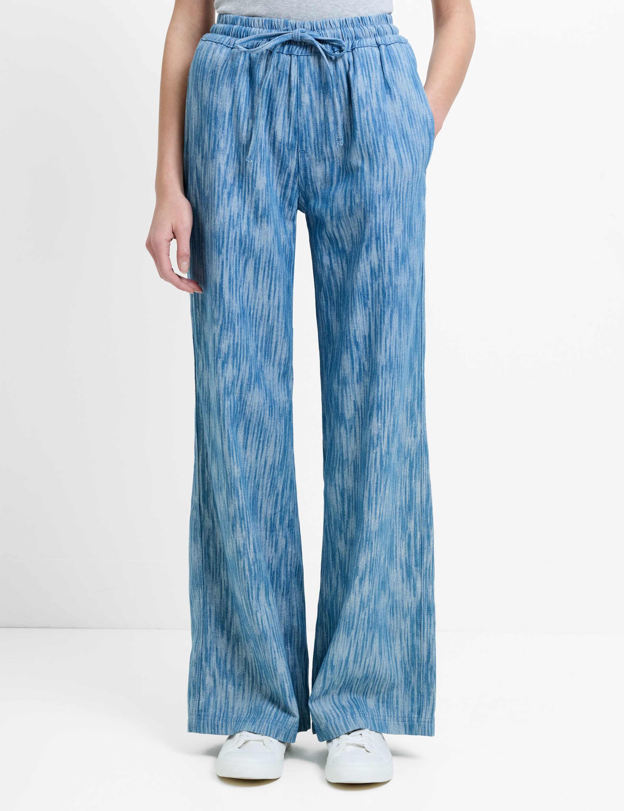 Cotton Rich Textured Wide Leg Trousers 3 of 5