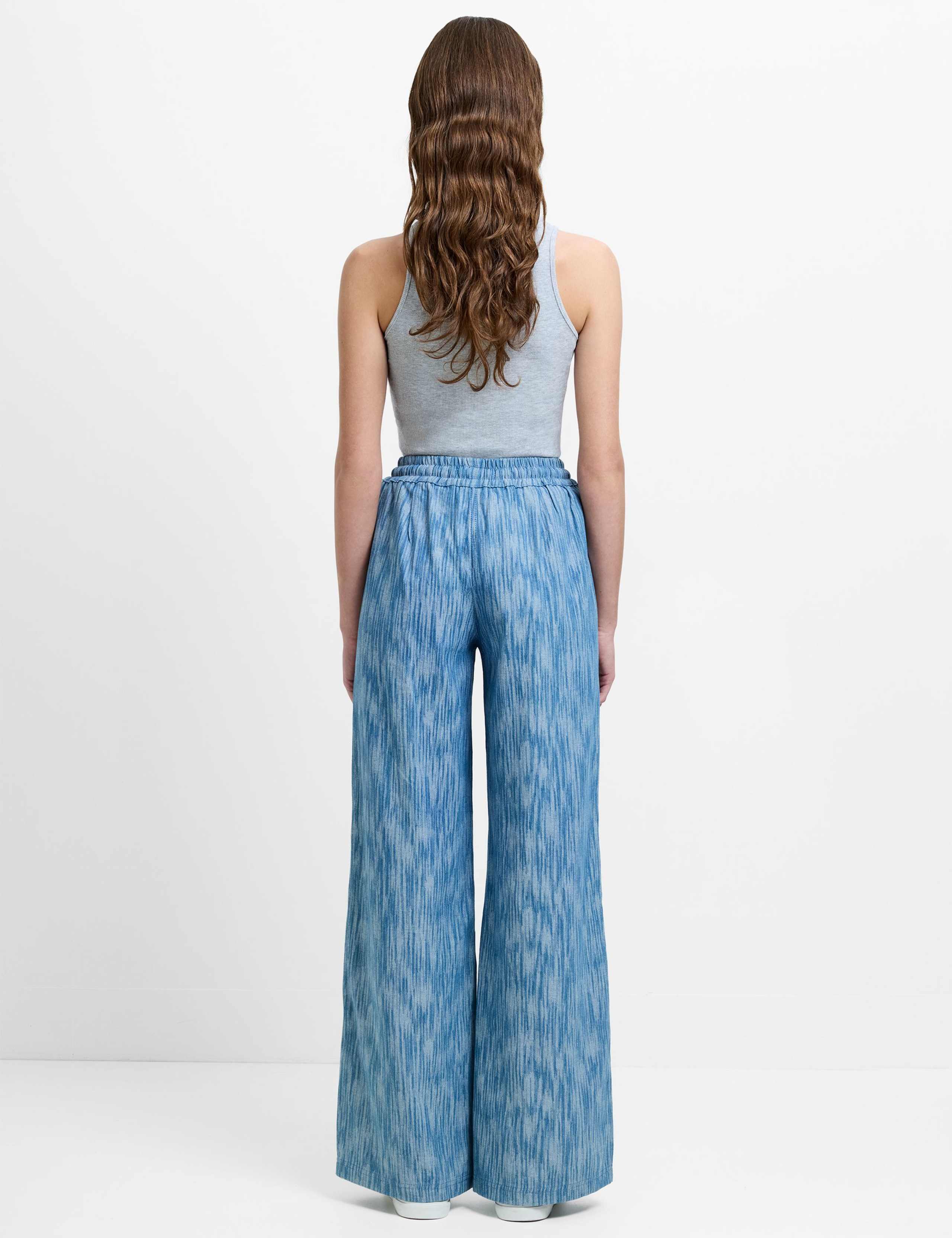 Cotton Rich Textured Wide Leg Trousers 4 of 5