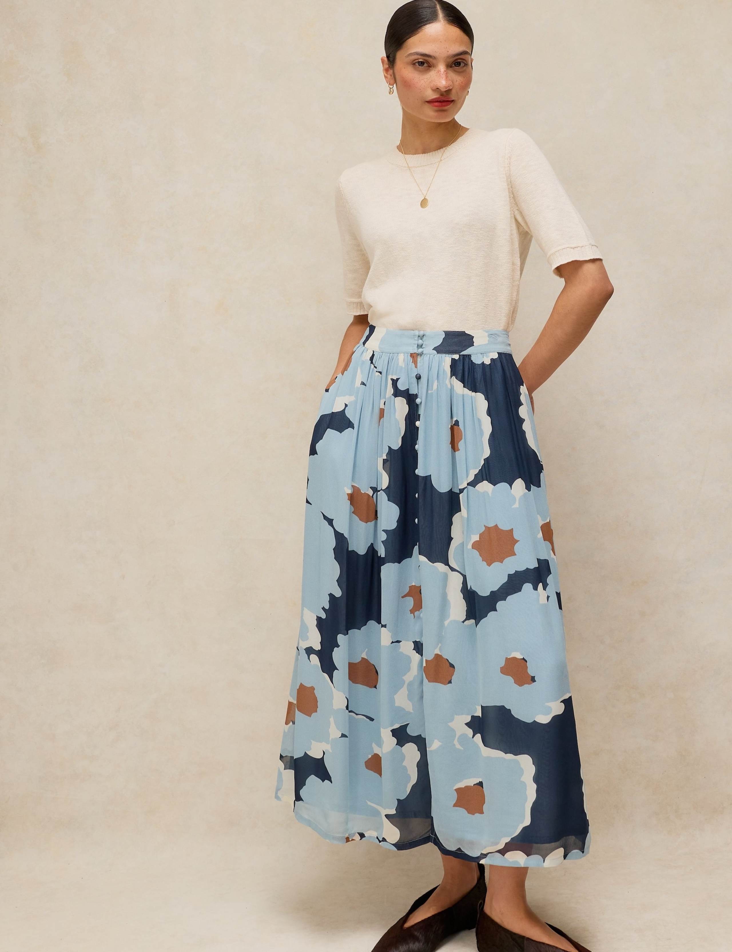 Floral Button Front Maxi Skirt 3 of 6