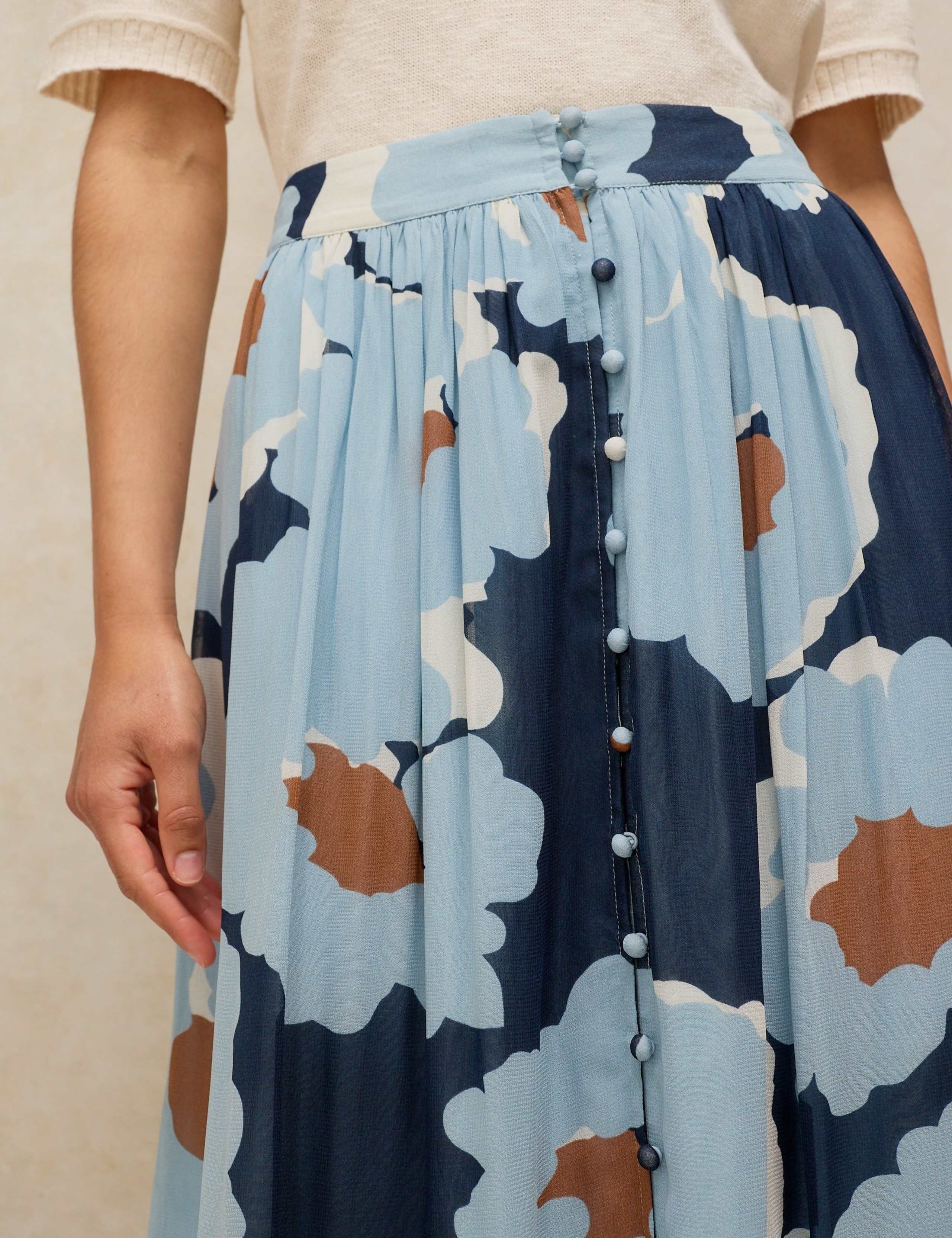 Floral Button Front Maxi Skirt 5 of 6