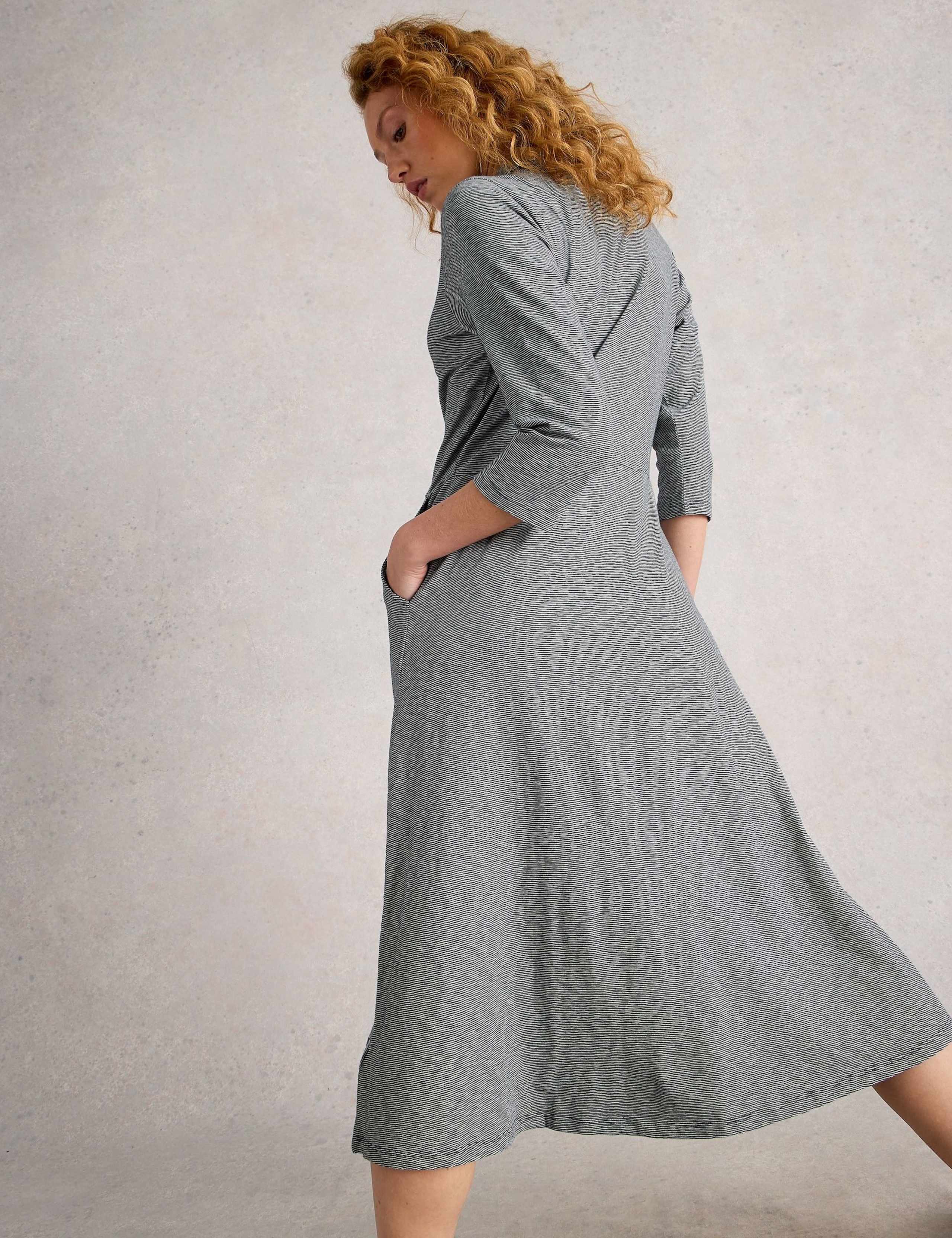 Cotton Blend Jersey Striped Shirt Dress 3 of 6