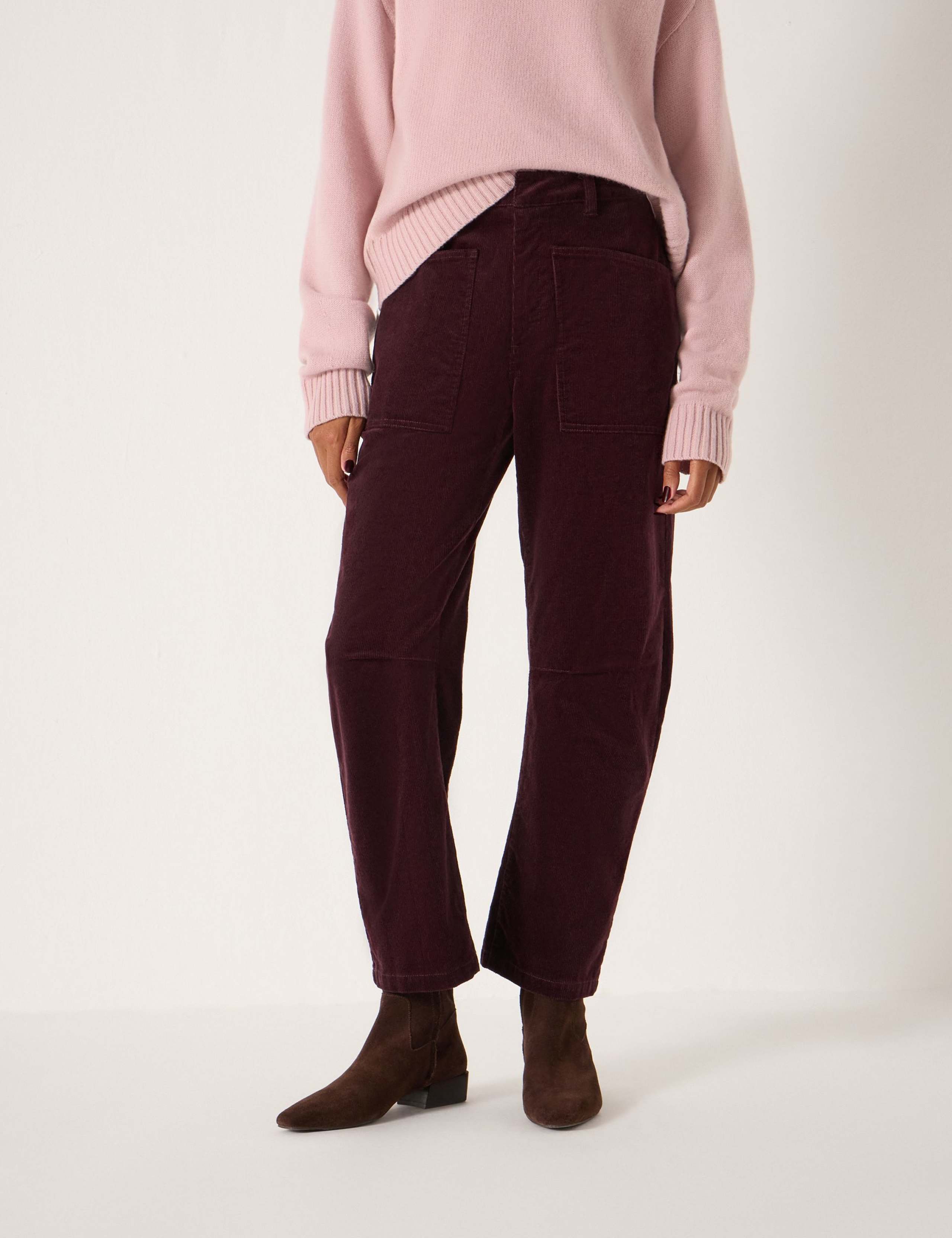 Cord Barrel Leg Ankle Grazer Trousers 3 of 4